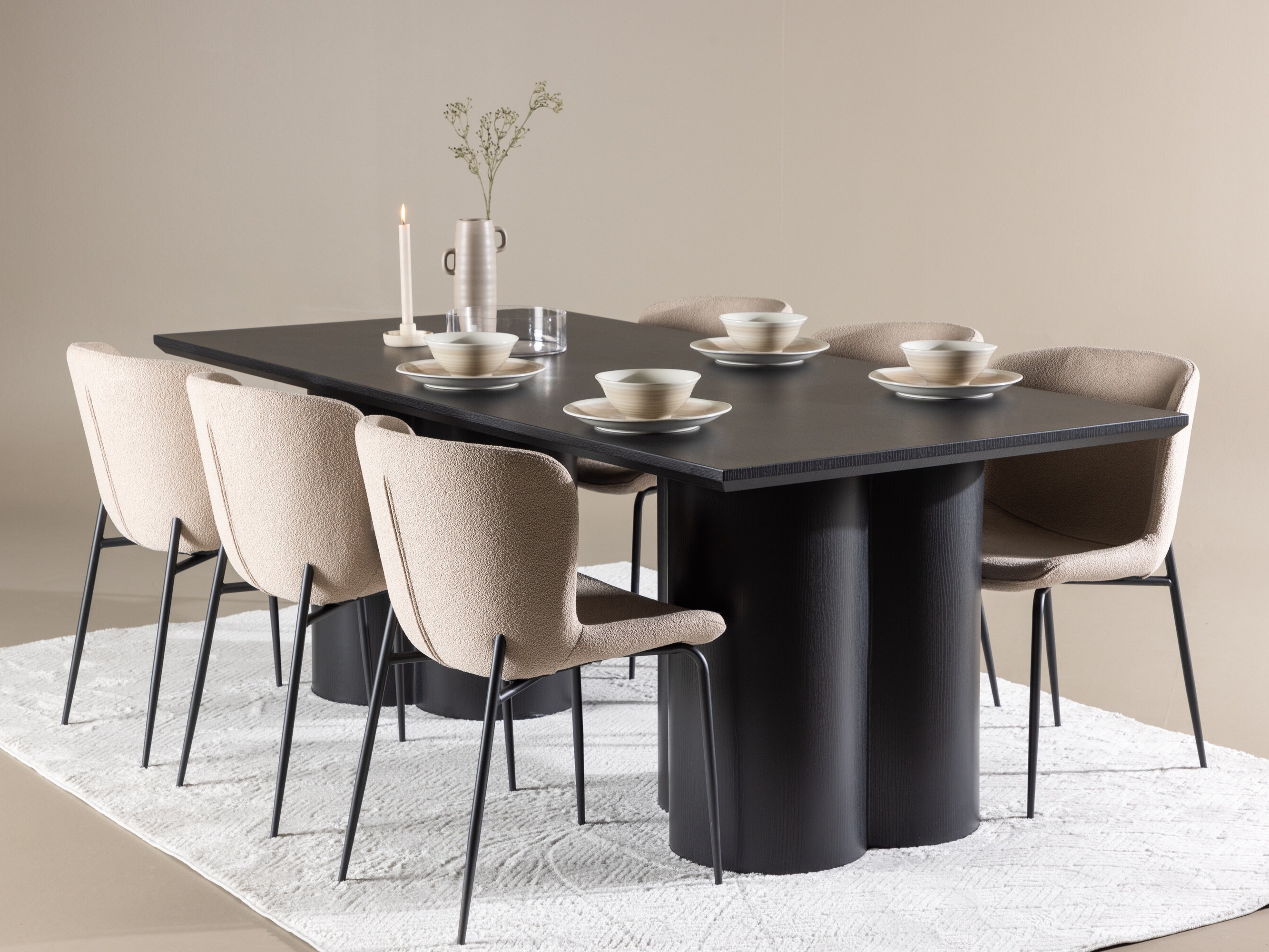 Conjunto de mesas y sillas para comedor Dallas 5343 (Beige)