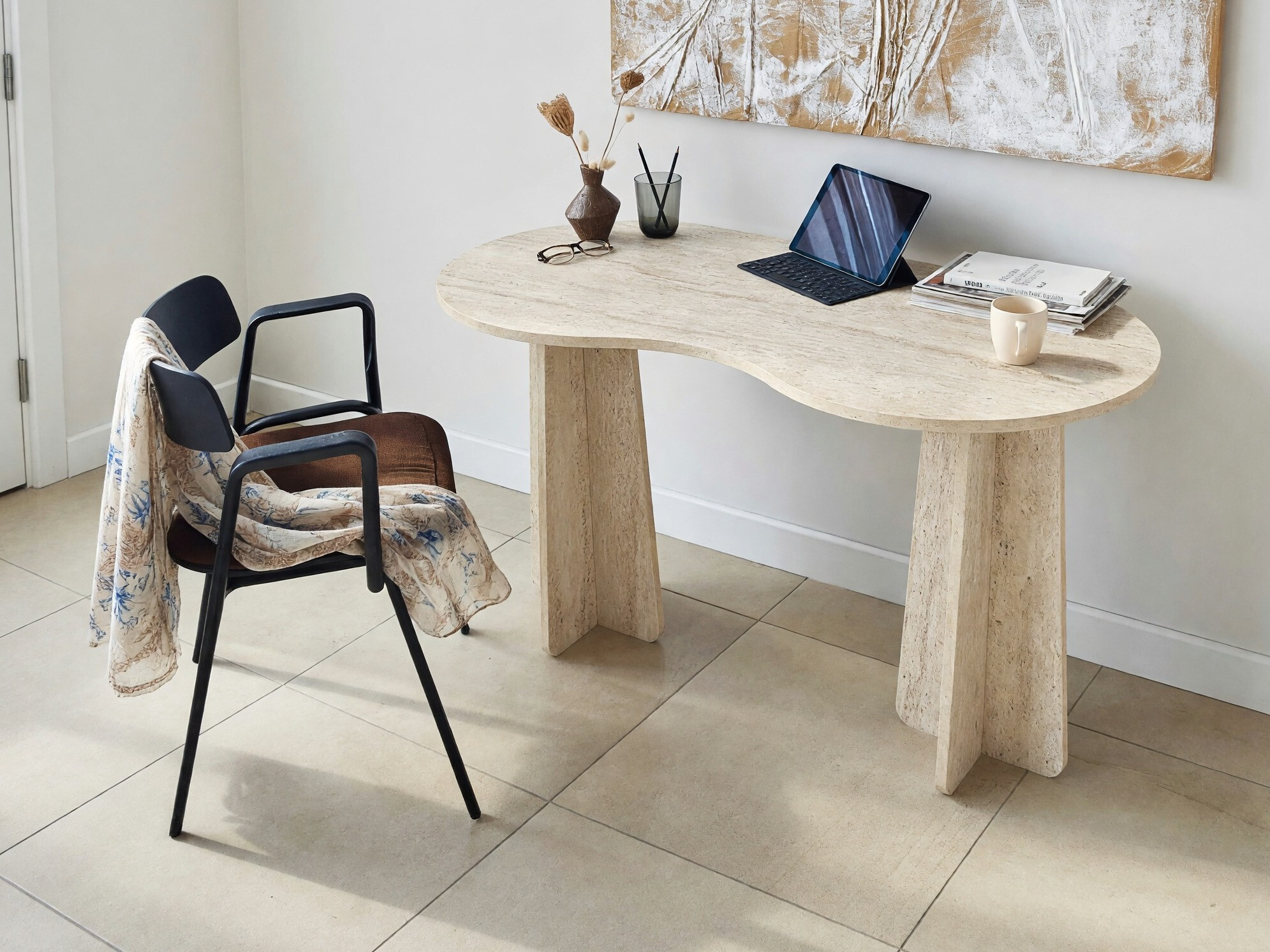 Mesa de oficina Kailua 2808 (Travertino claro)
