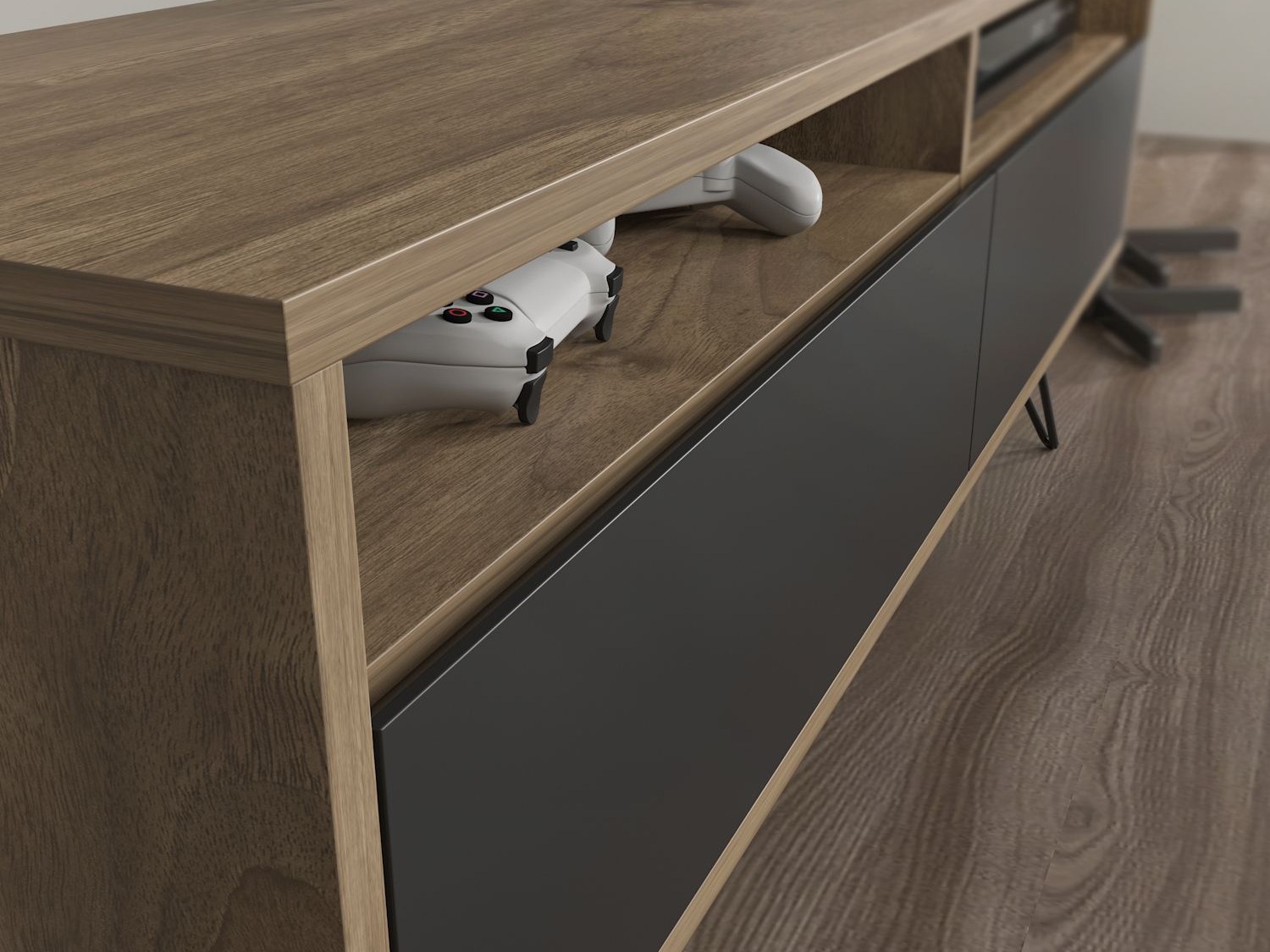 Mueble TV Asheboro 215 (Negro + Nogal)