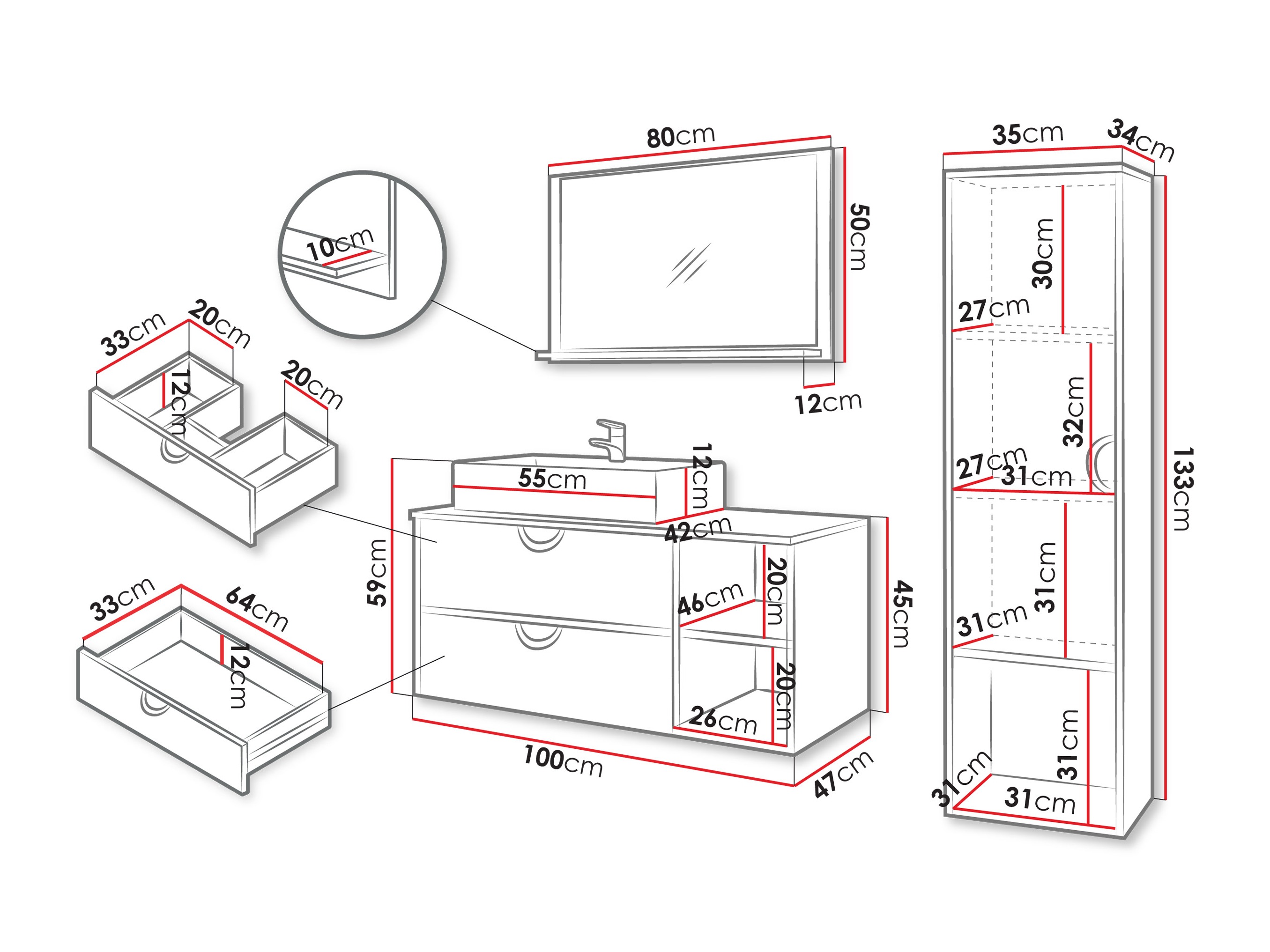 Conjunto de mueble de baño SP7050