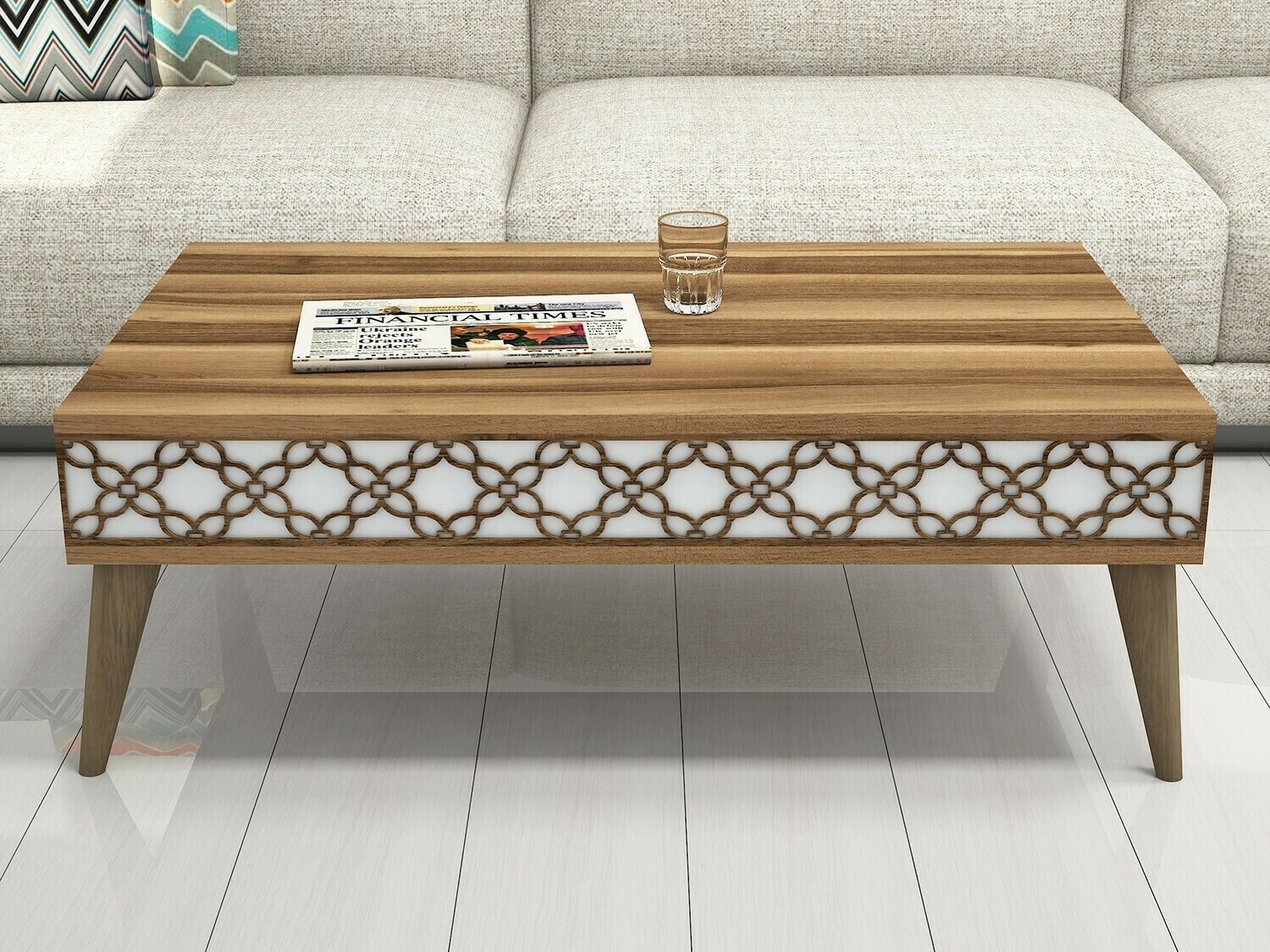 Mesa de centro Kailua 159 (Nuez + Blanco)