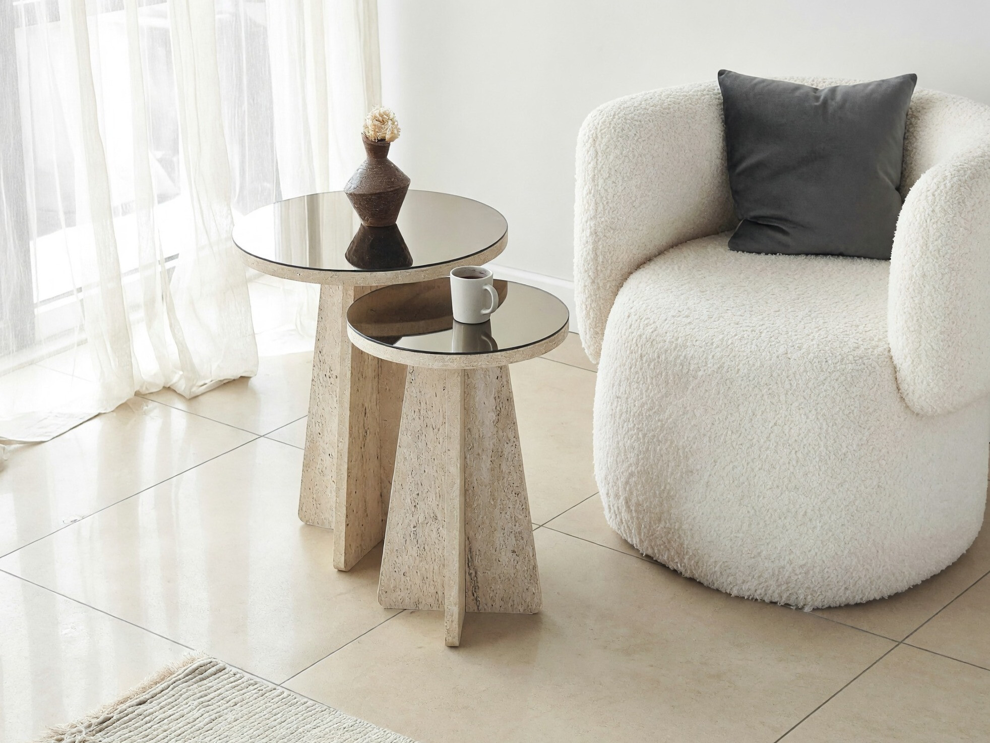 Conjunto de mesas auxiliares Kailua 2821 (Travertino claro)
