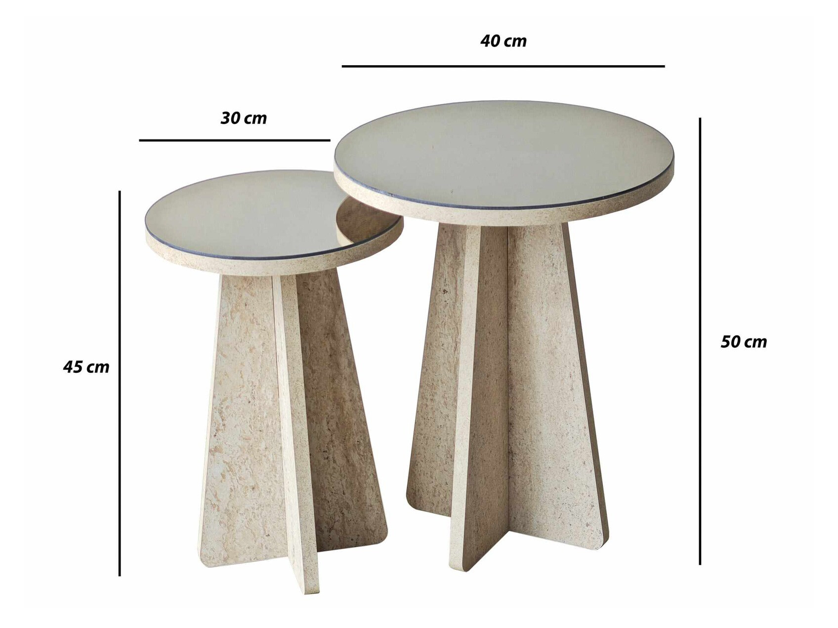 Conjunto de mesas auxiliares Kailua 2821 (Travertino claro)