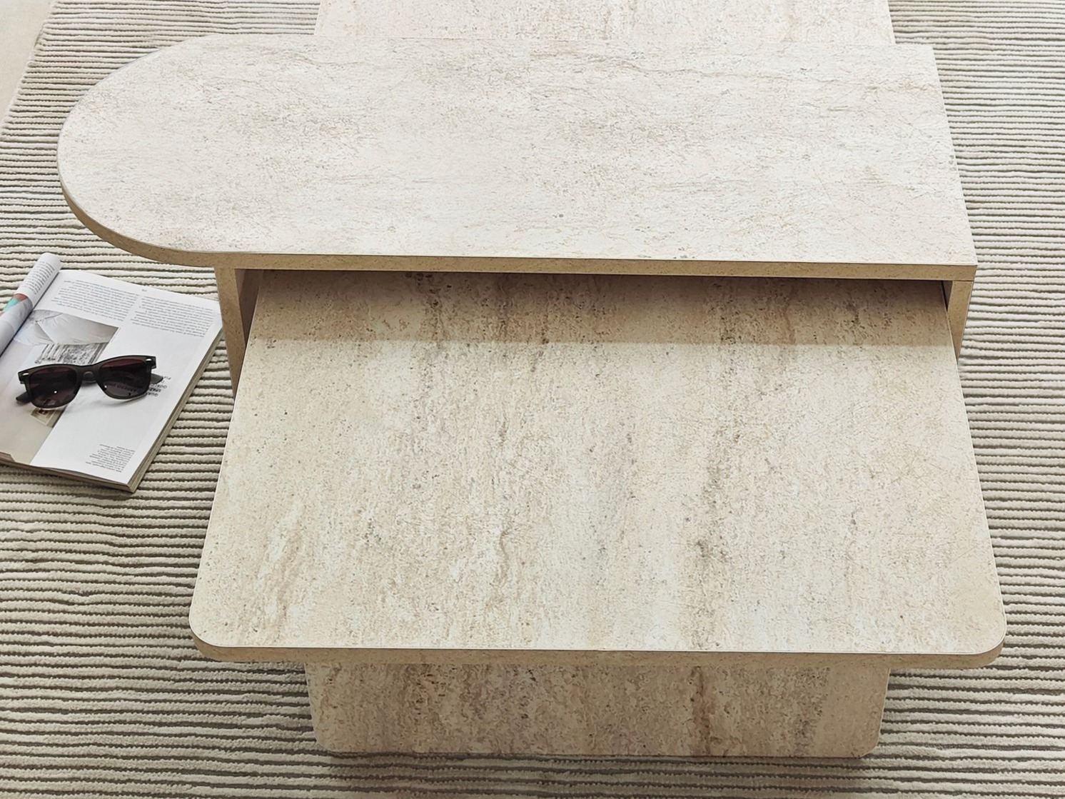 Conjunto mesa de centro Kailua 2824 (Travertino claro)