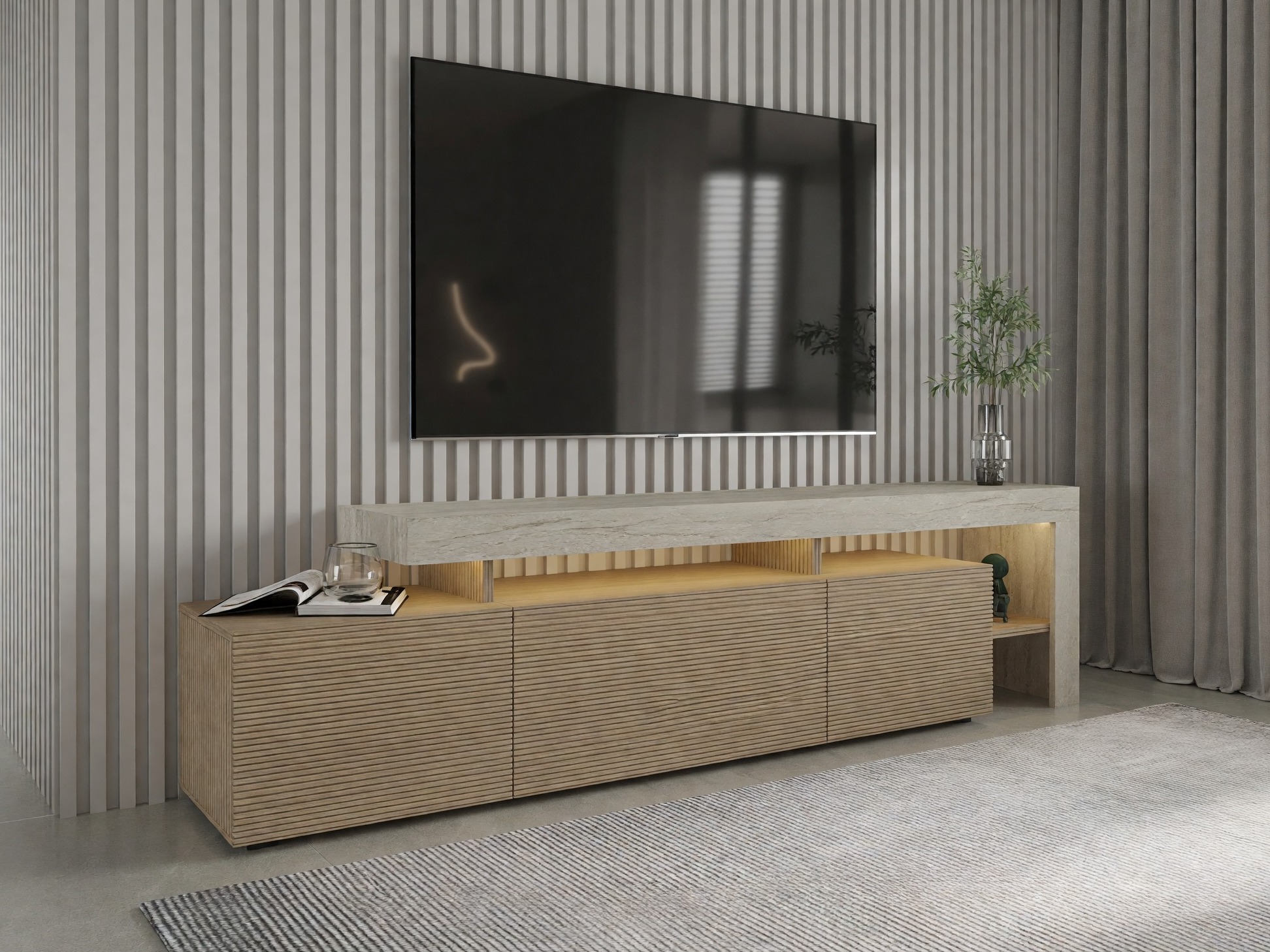 Mueble TV Kailua 292 (Roble + Travertino claro)