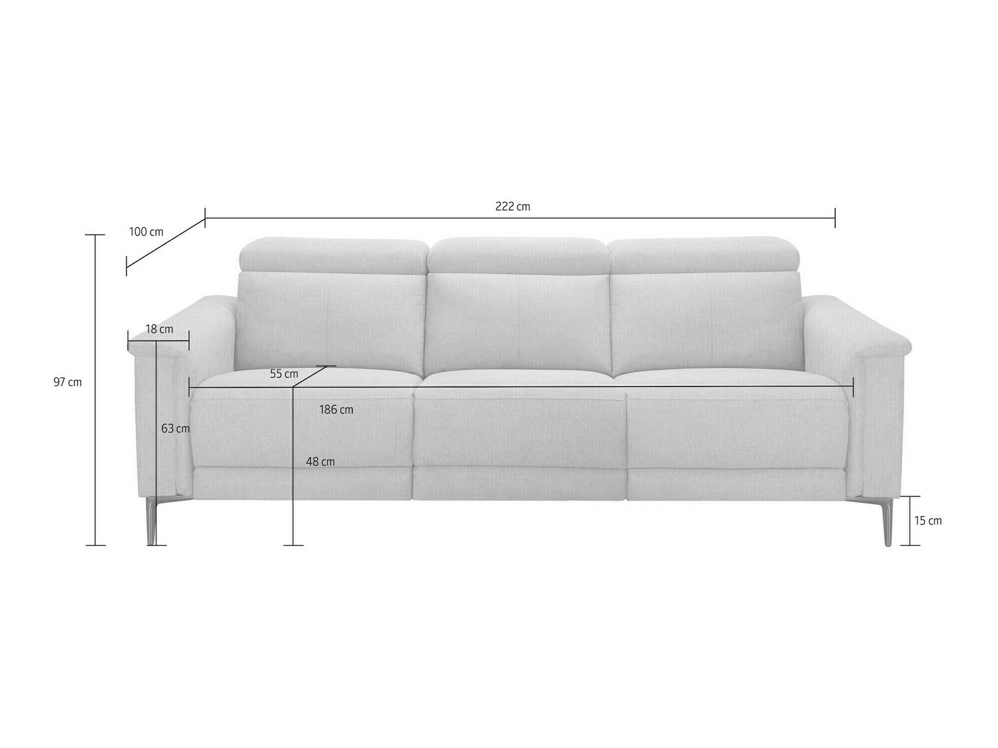 Sofá reclinable Denton 1498 (Gris claro)