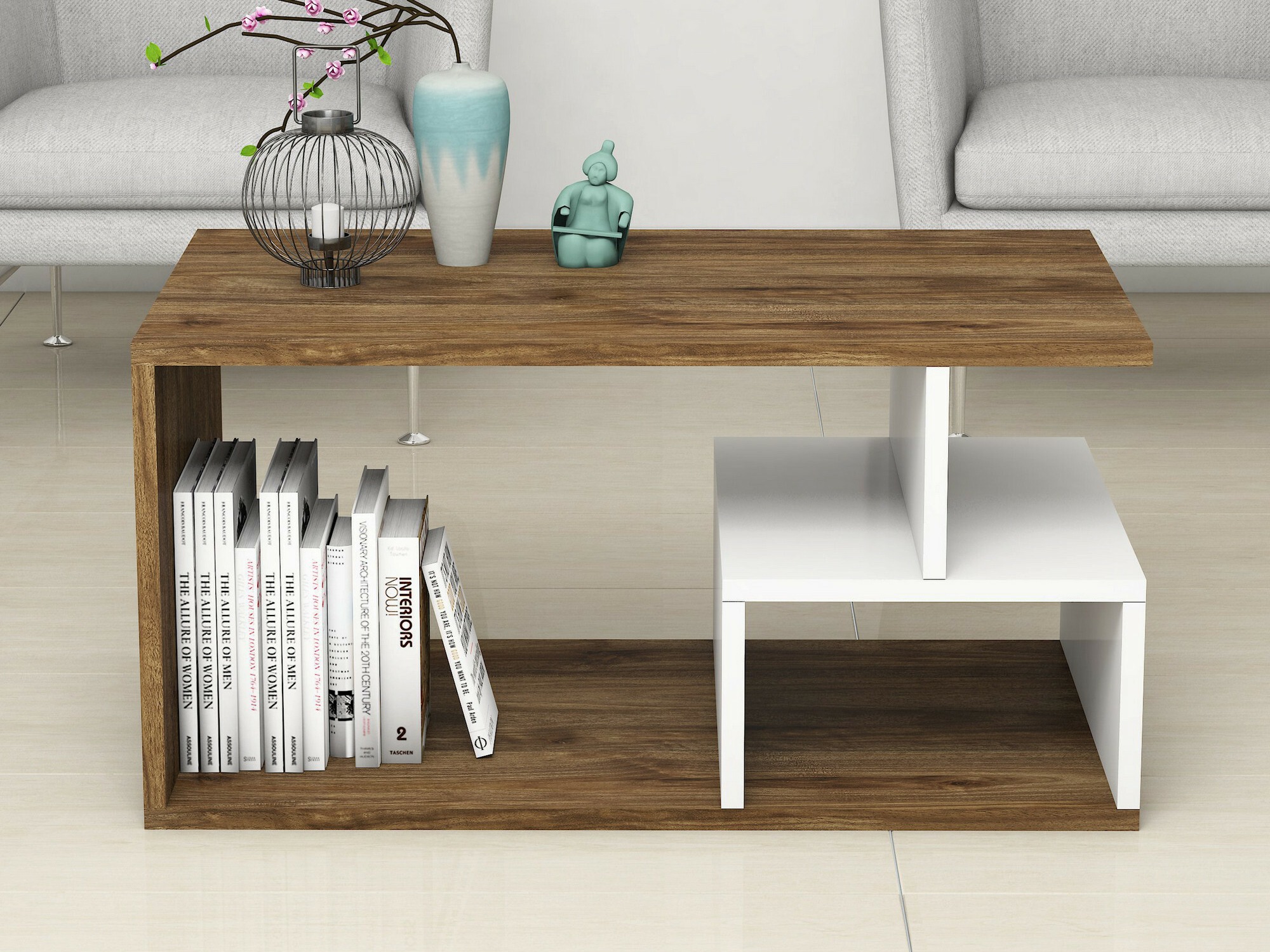 Mesa de centro Kailua 1104 (Blanco + Nogal)