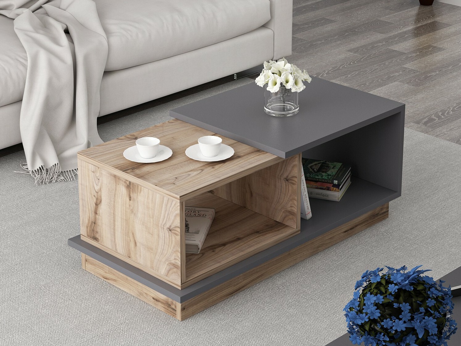 Mesa de centro Kailua 2582 (Antracita + Roble)