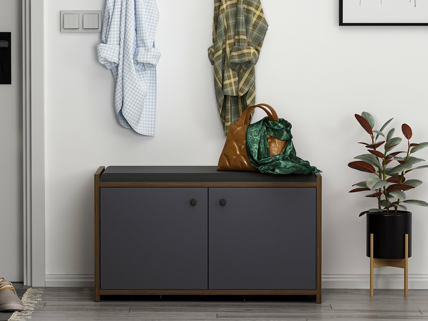 Conjunto para recibidor Kailua 1765 (Antracita + Madera oscura)