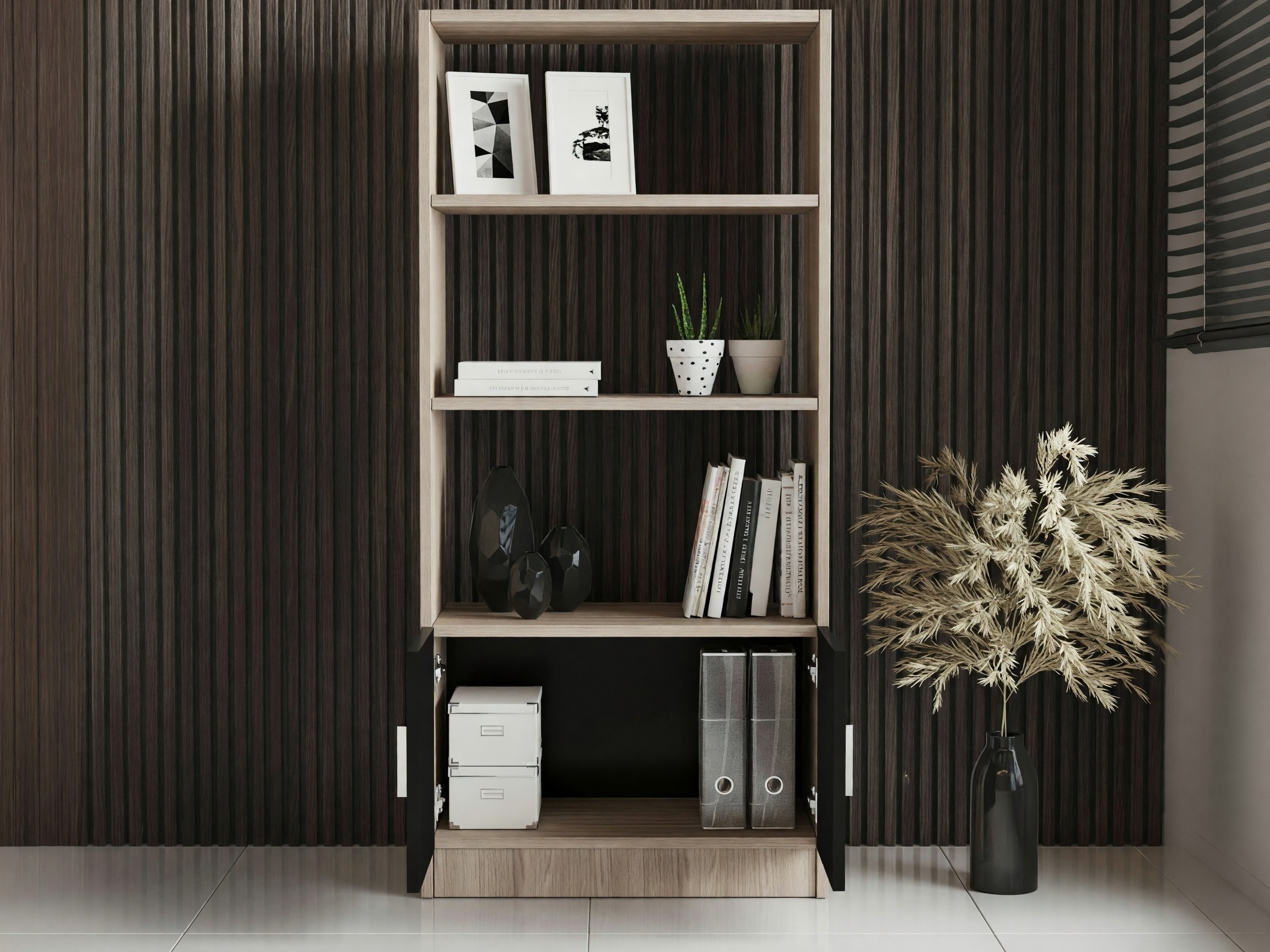 Estantería Kailua 2256 (Negro + Roble)