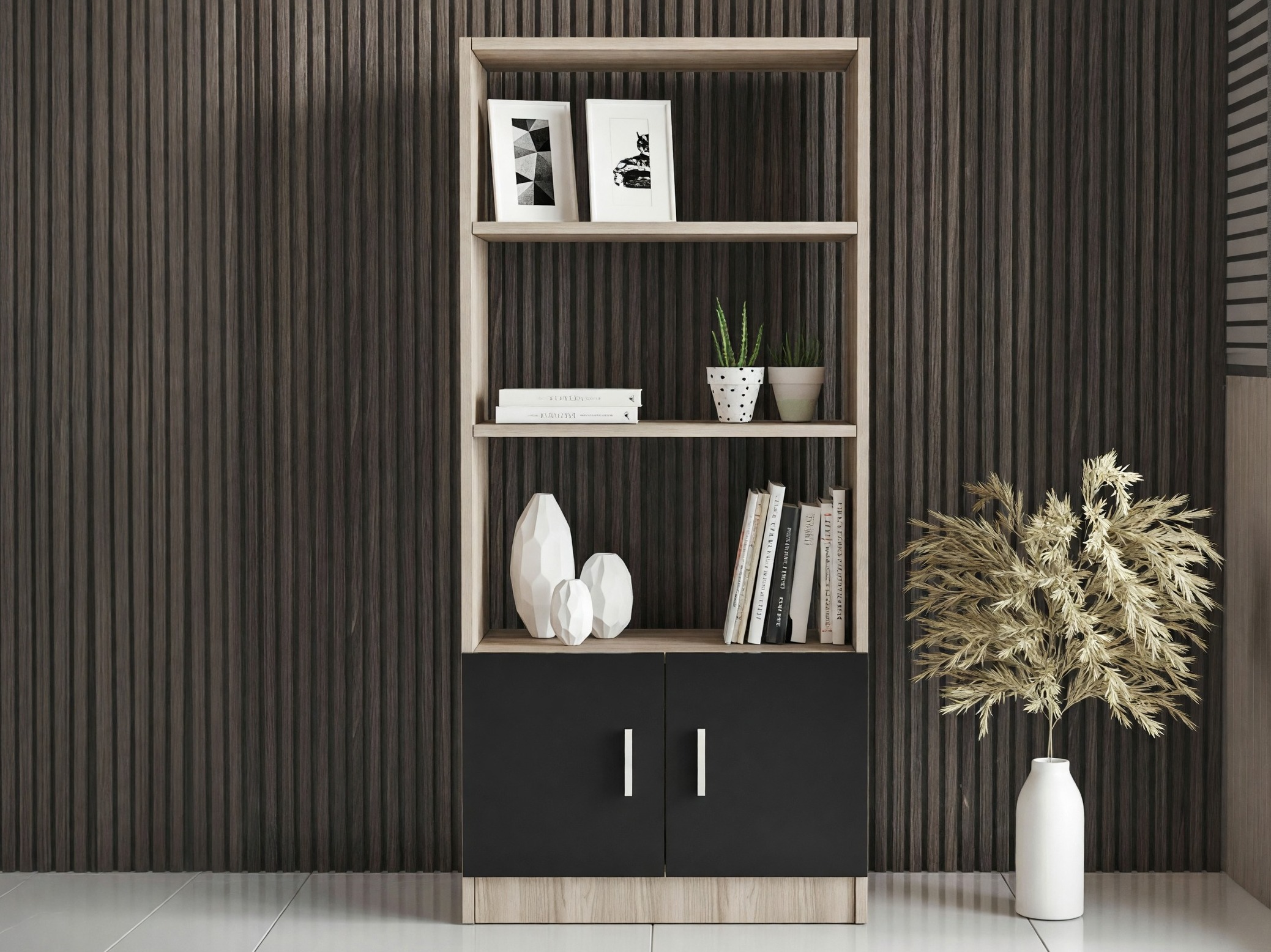 Estantería Kailua 2256 (Negro + Roble)