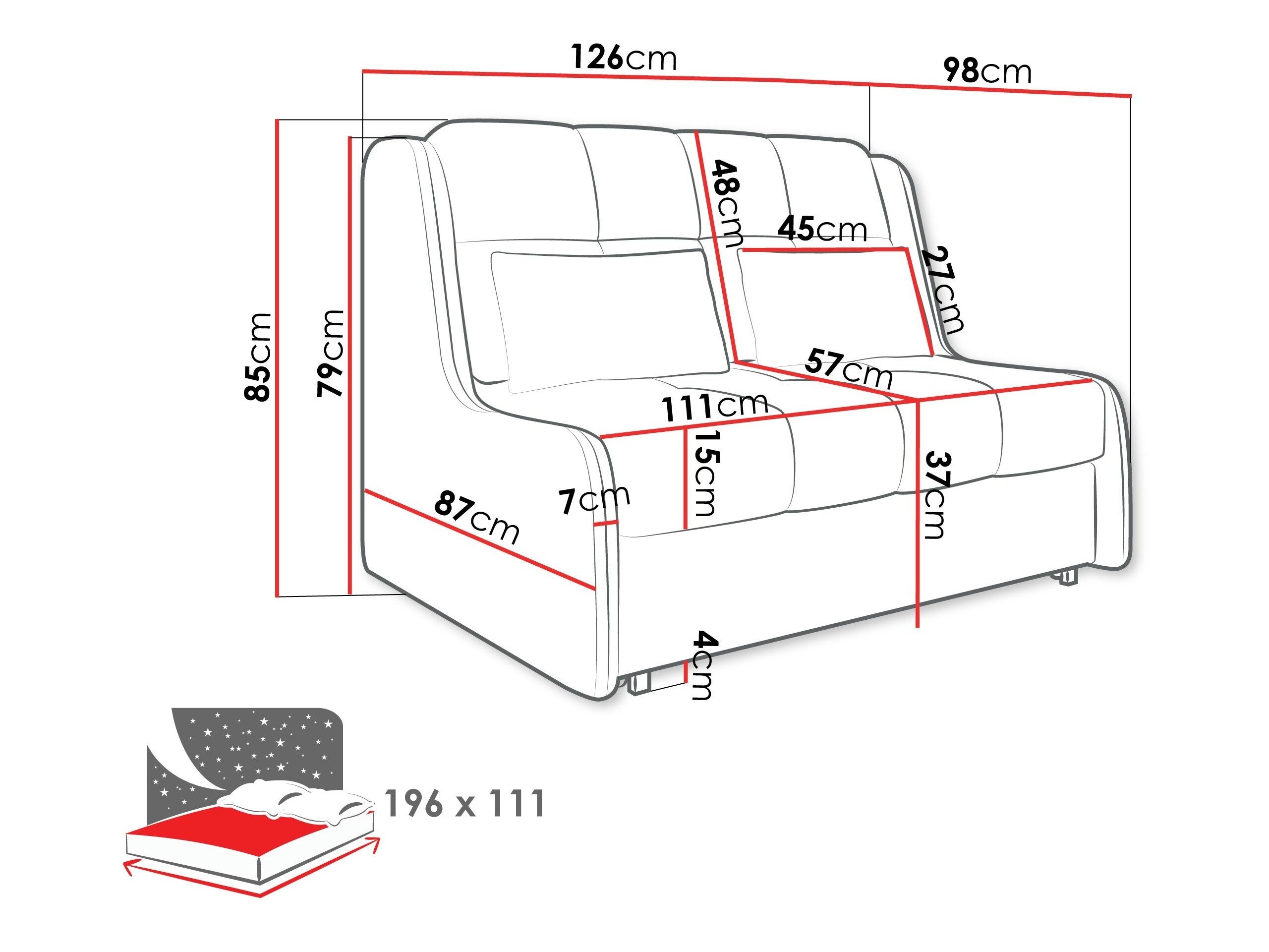 Sofá cama Columbus 255 (Sereno 681)