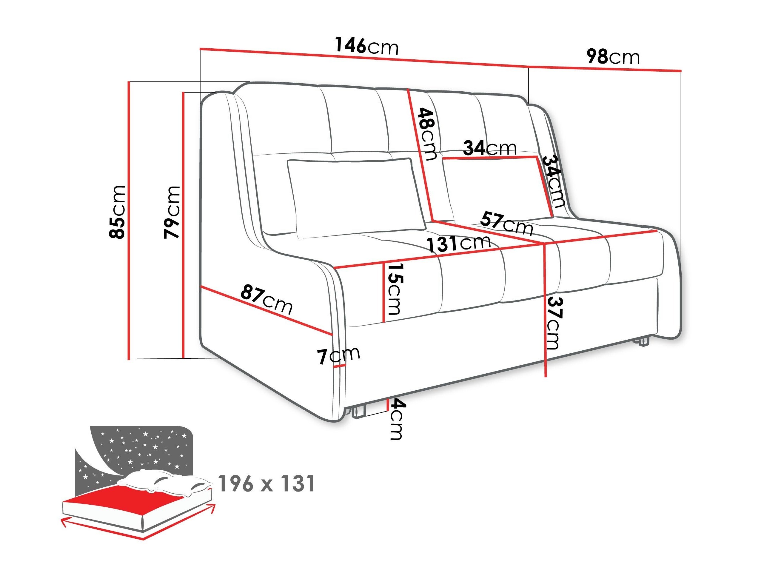 Sofá cama Columbus 256 (Sereno 681)