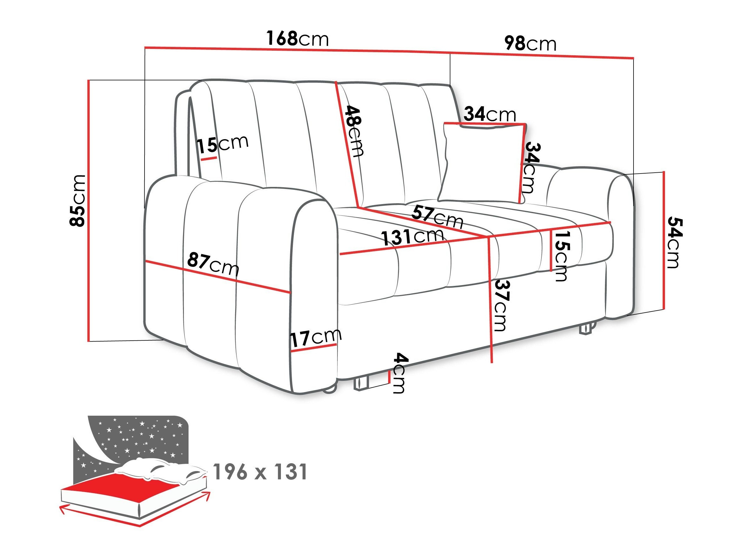 Sofá cama Columbus 264 (Lumo 30)