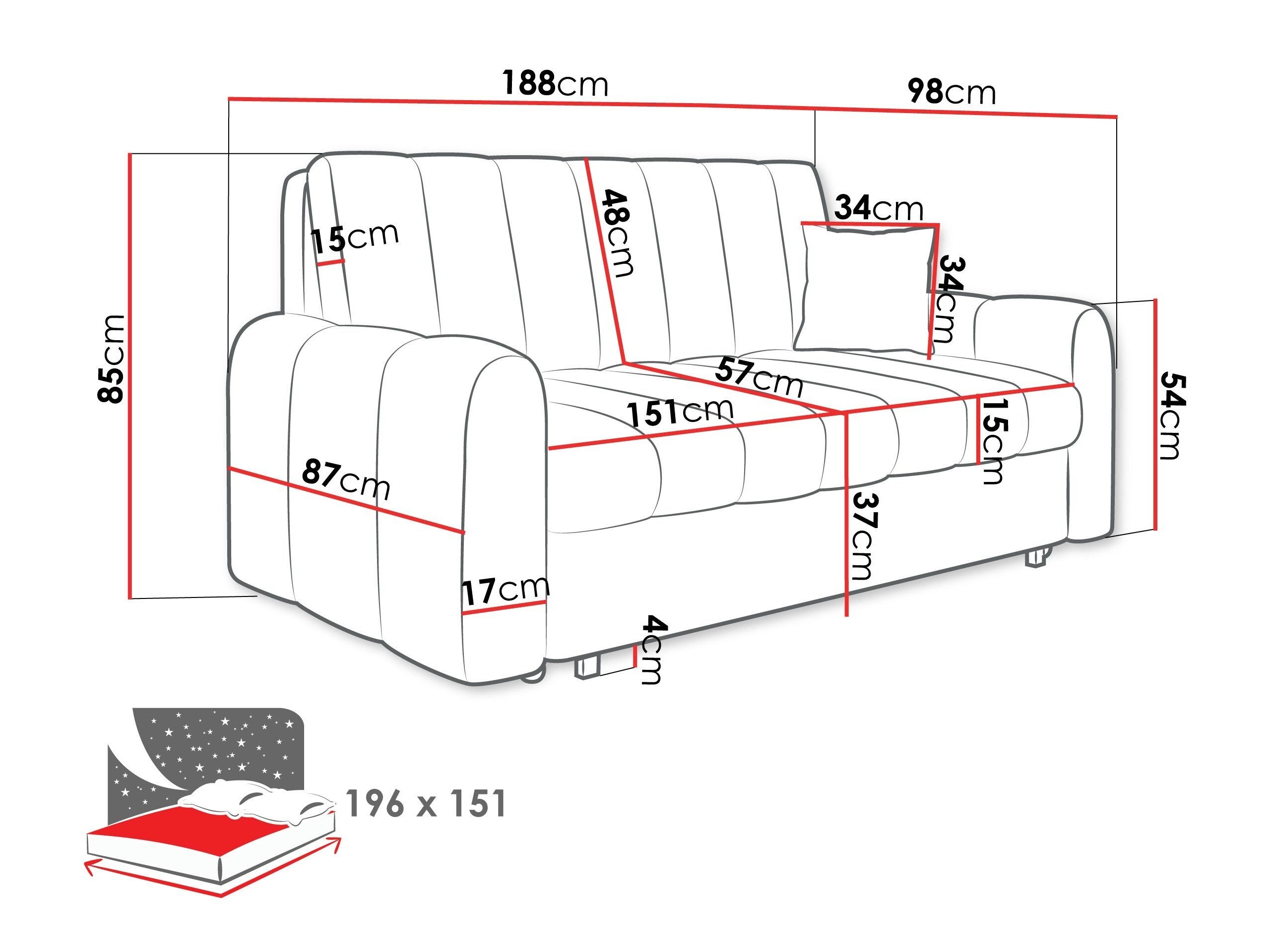 Sofá cama Columbus 265 (Lumo 30)
