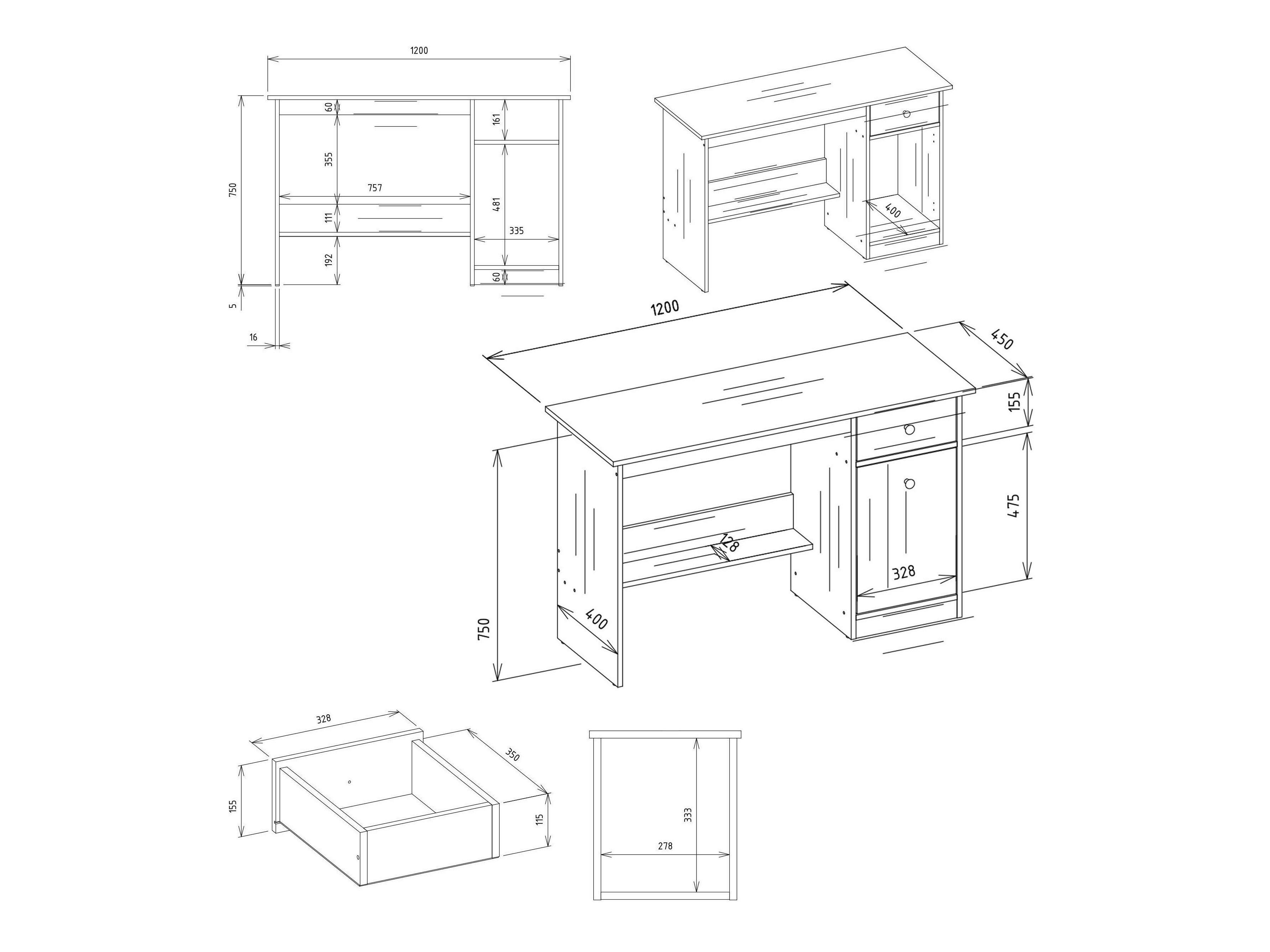 Mesa de oficina Mandeville 376 (Roble Artisan)