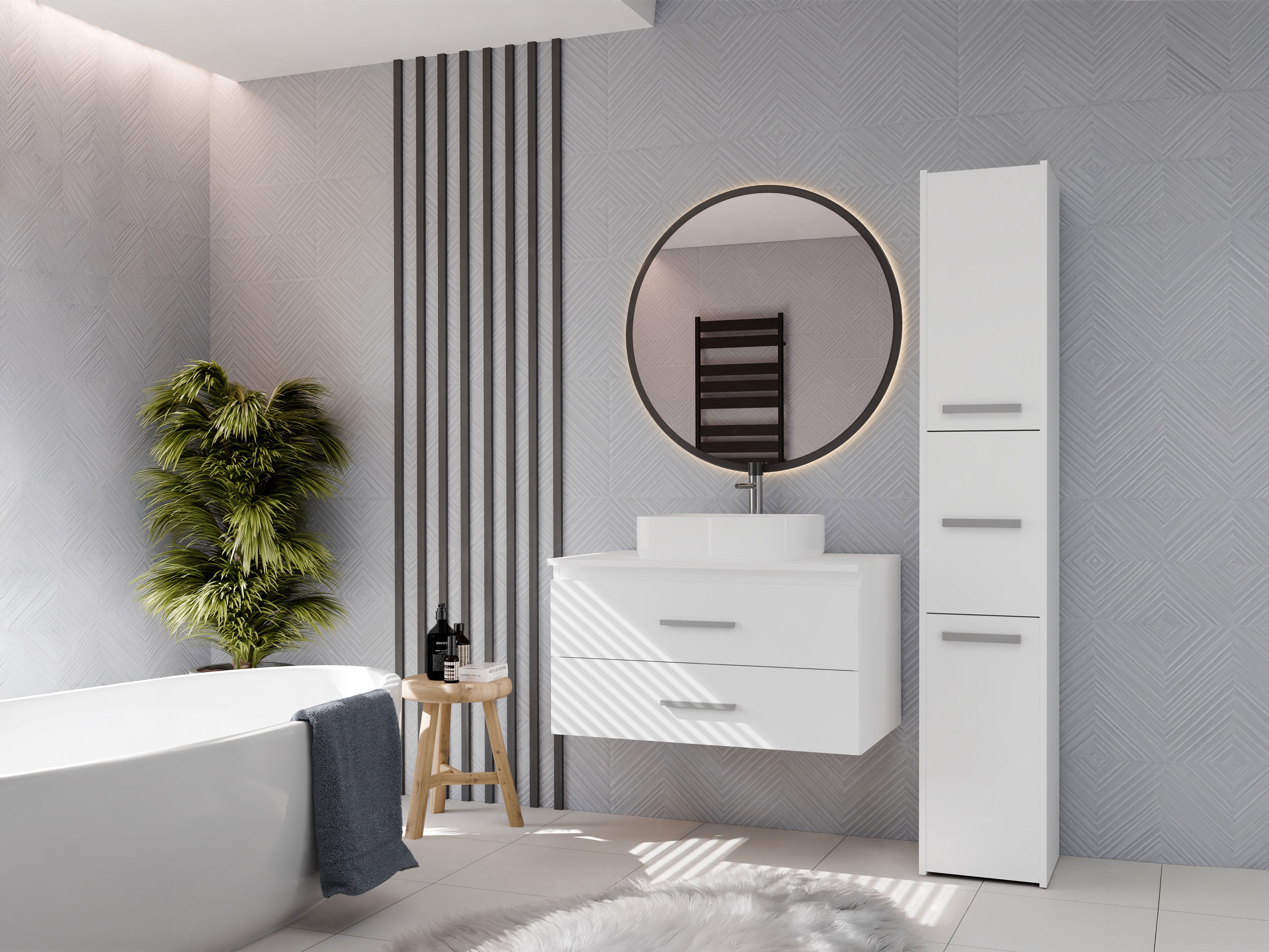 Armario de baño colgante para lavabo Nolmaru 113 (Blanco)
