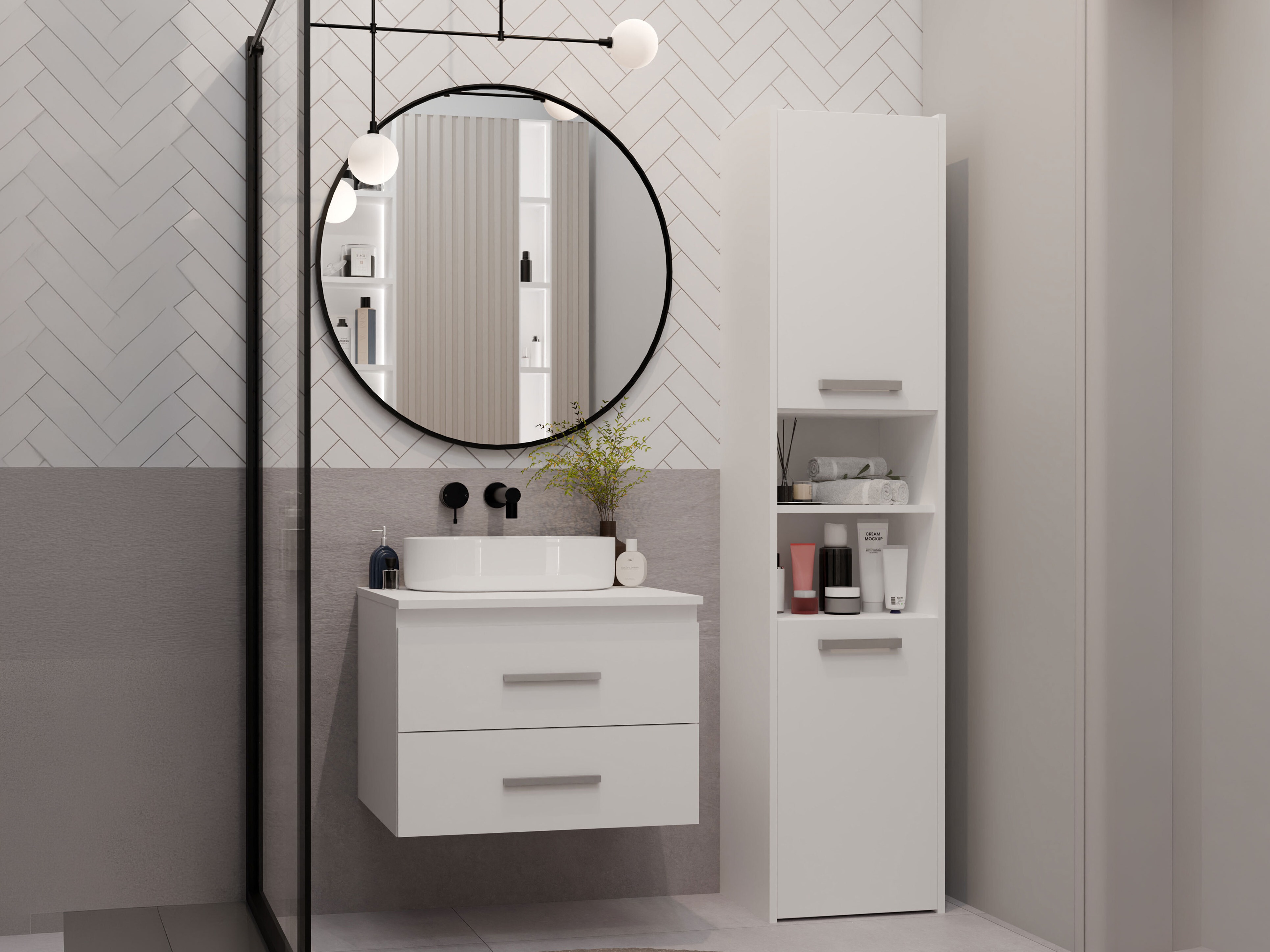 Armario de baño colgante para lavabo Nolmaru 112 (Blanco)