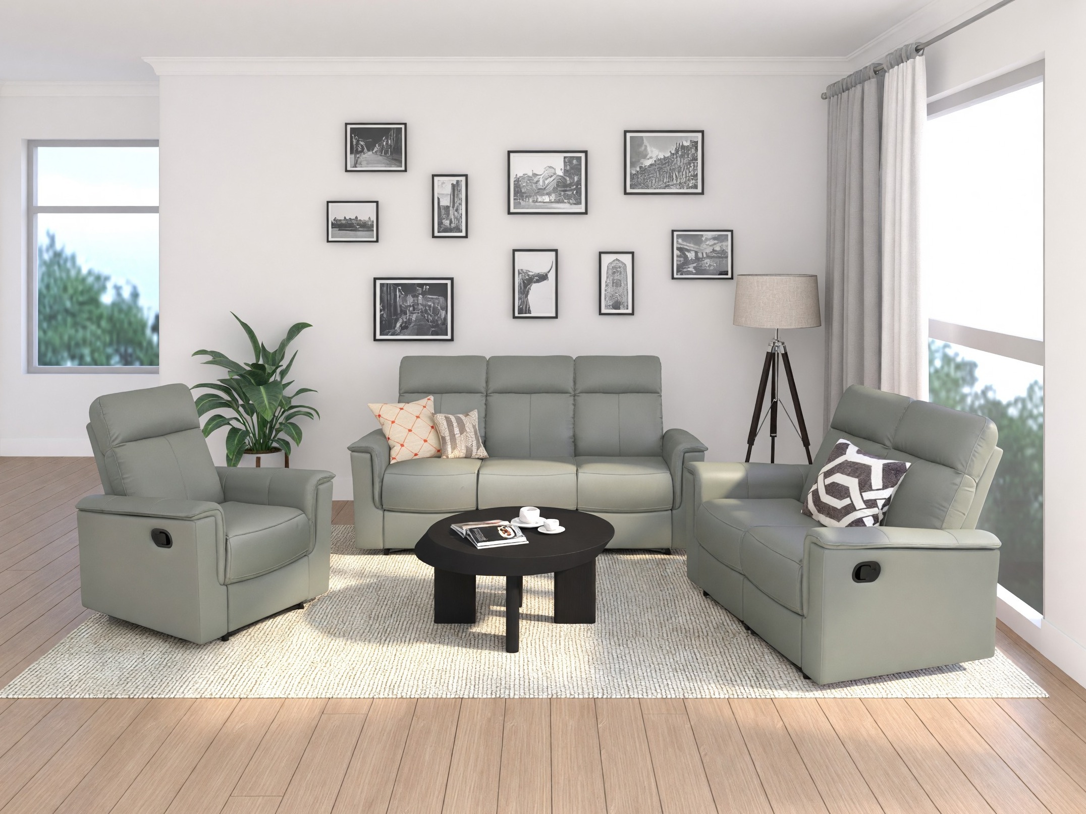 Sofá reclinable Fivmelu 102 (Gris claro)