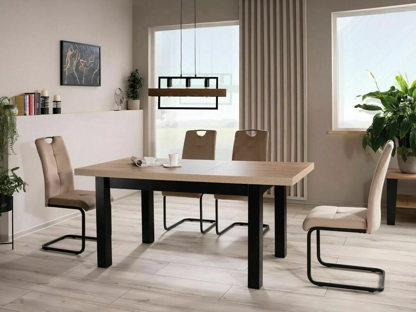 Mesa Detroit 976 (Negro + Roble Artisan)
