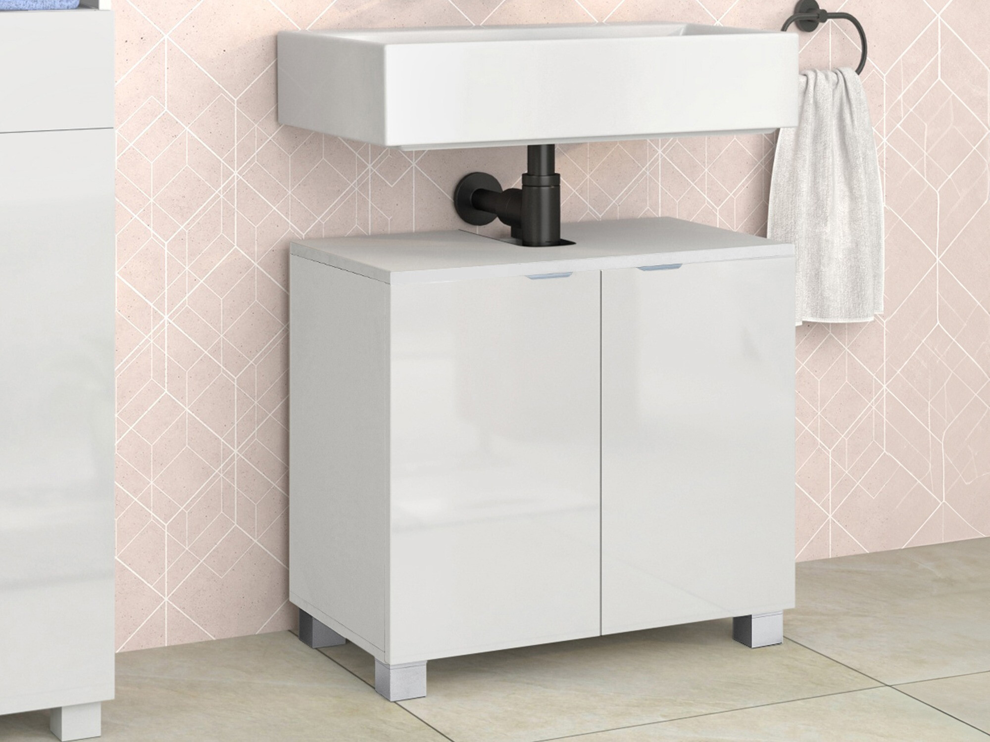 Armario de baño de pie para lavabo Tivcore 101 (Blanco)