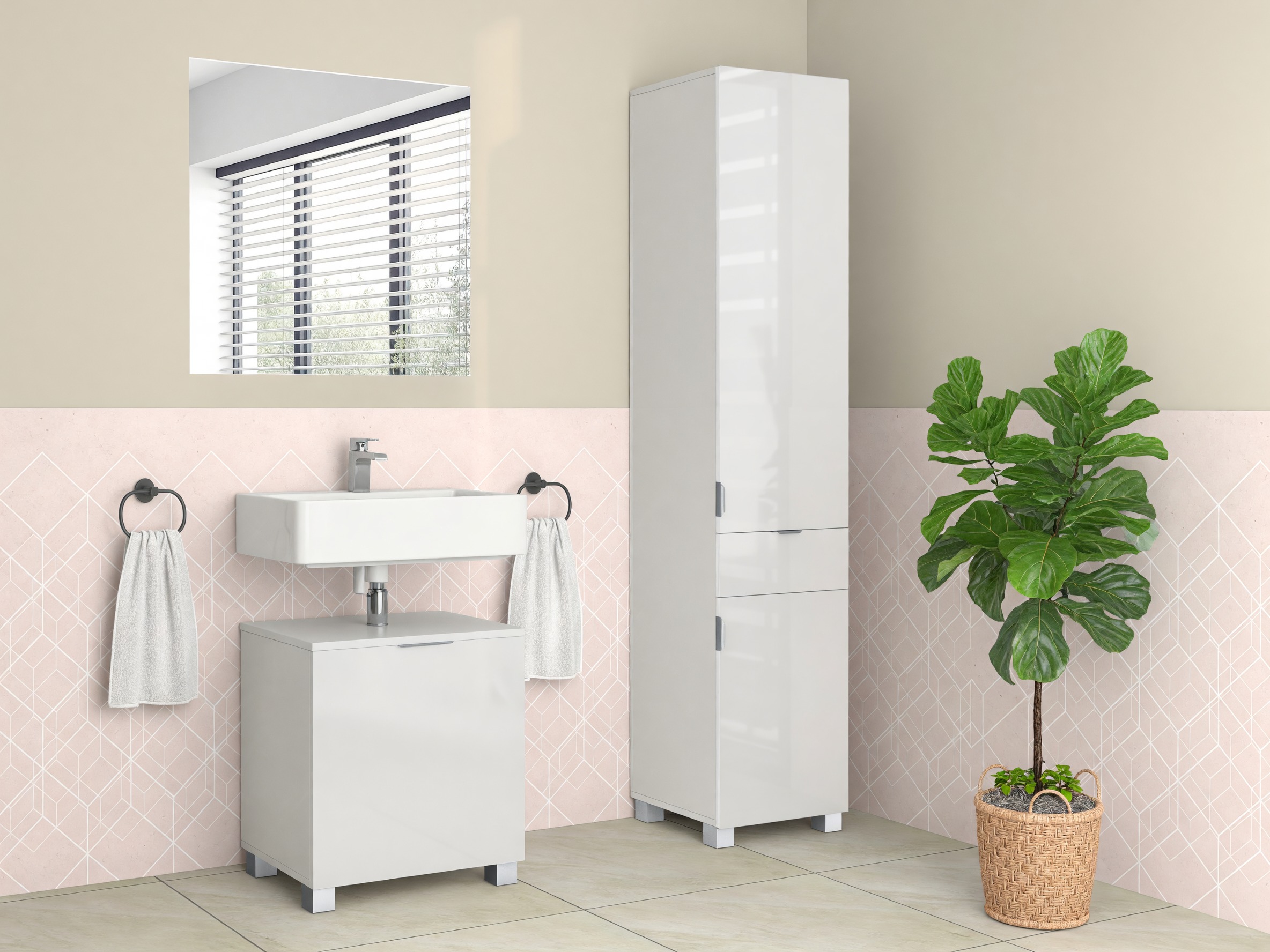 Armario de pie para baño Tivcore 104 (Blanco)