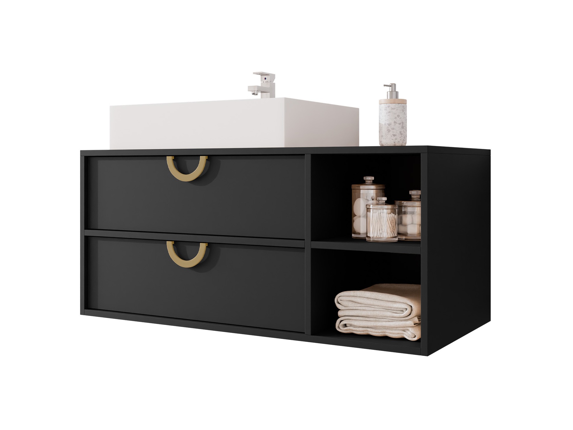 Armario de baño colgante para lavabo Sodalis (Negro)