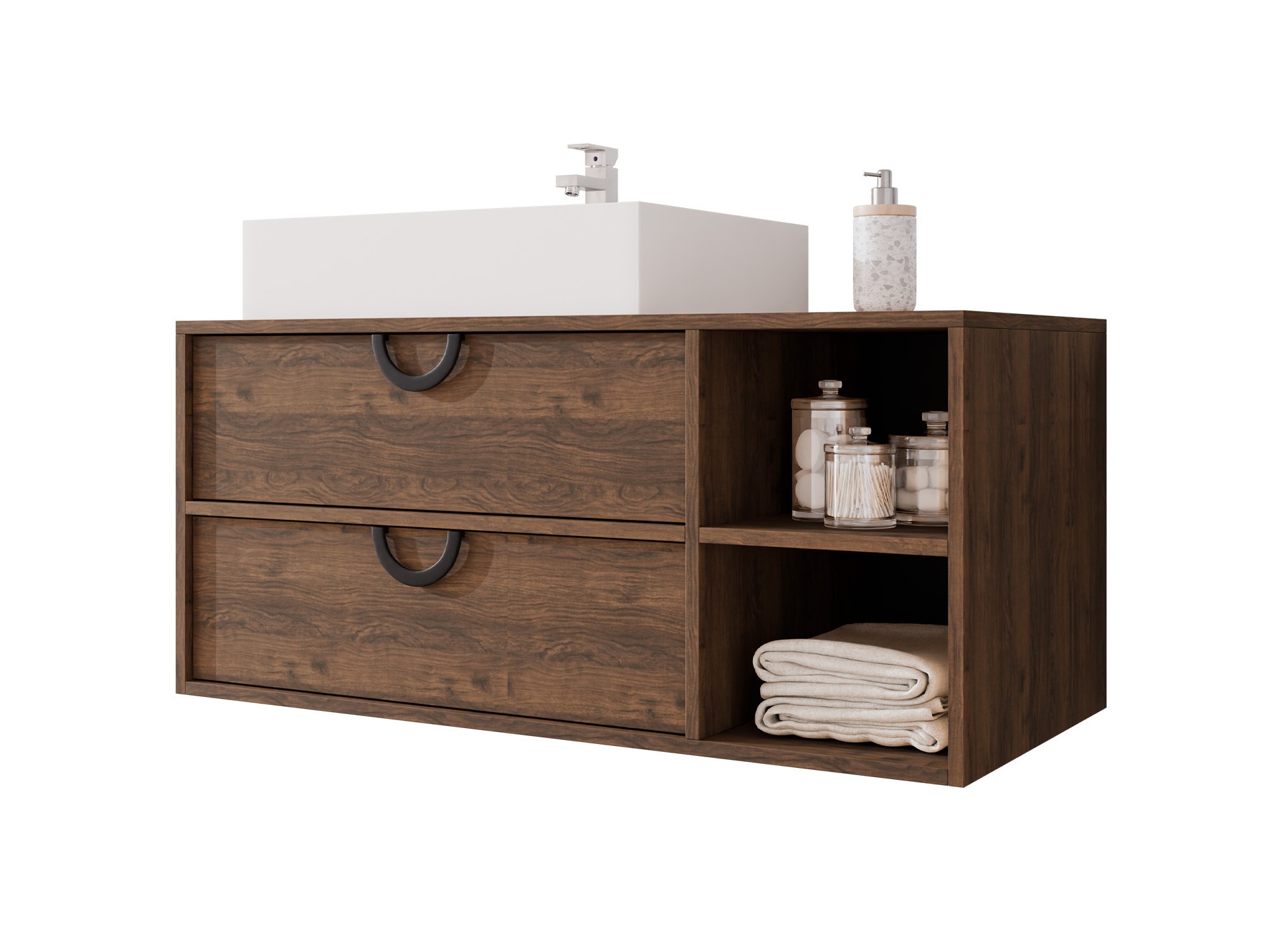 Armario de baño colgante para lavabo Sodalis (Nogal)