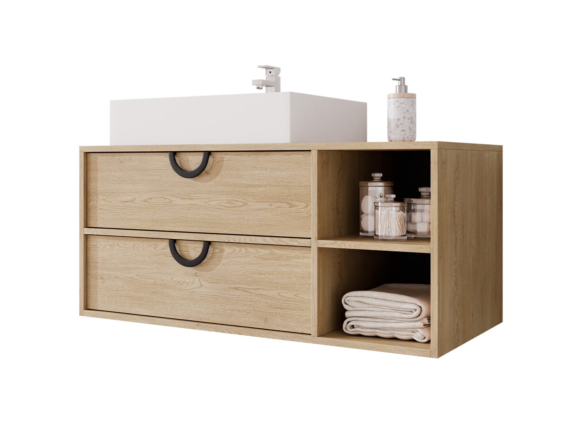 Armario de baño colgante para lavabo Sodalis (Roble)