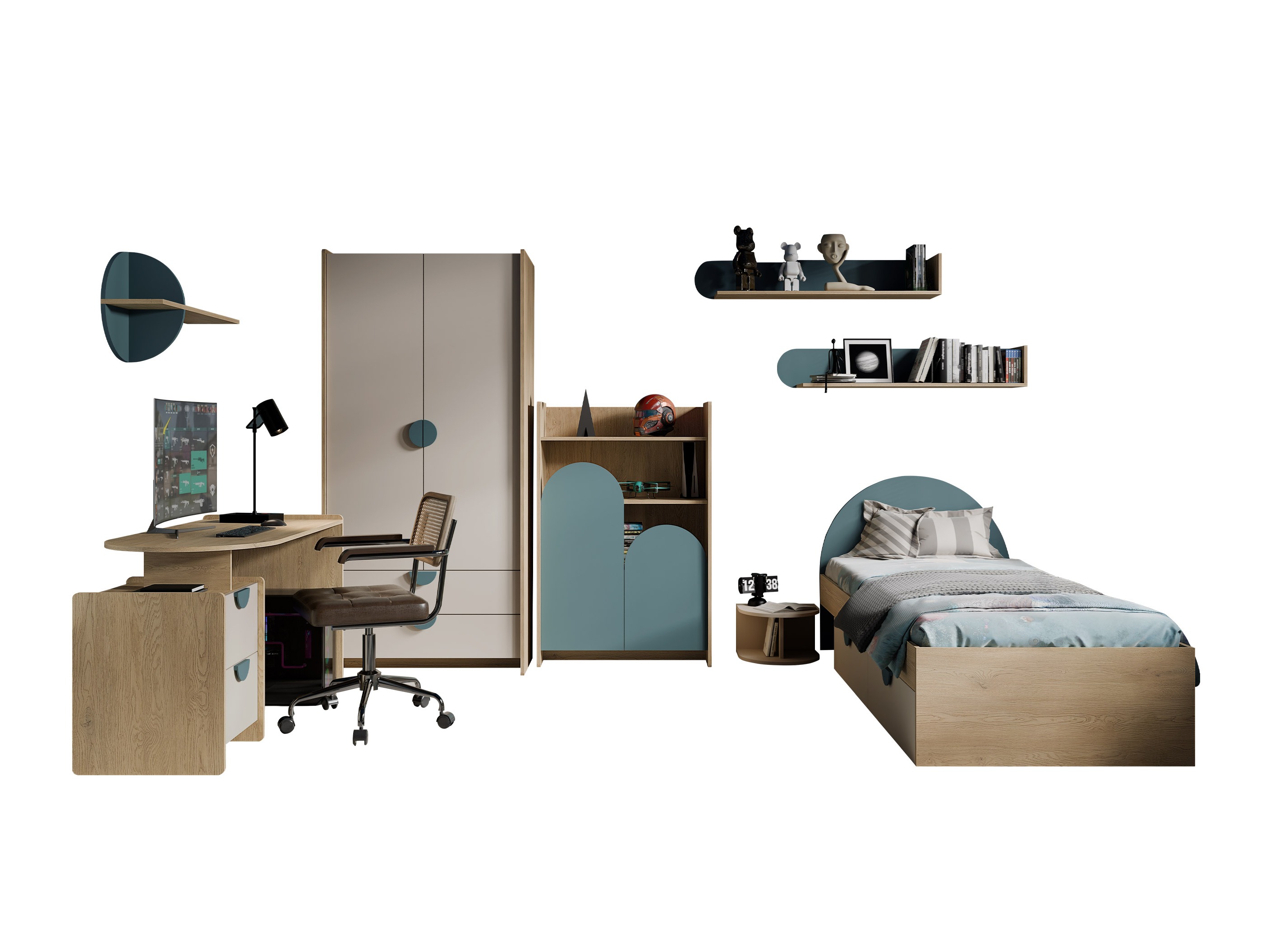 Conjunto de dormitorio infantil Fivelbi 118 (Azul)