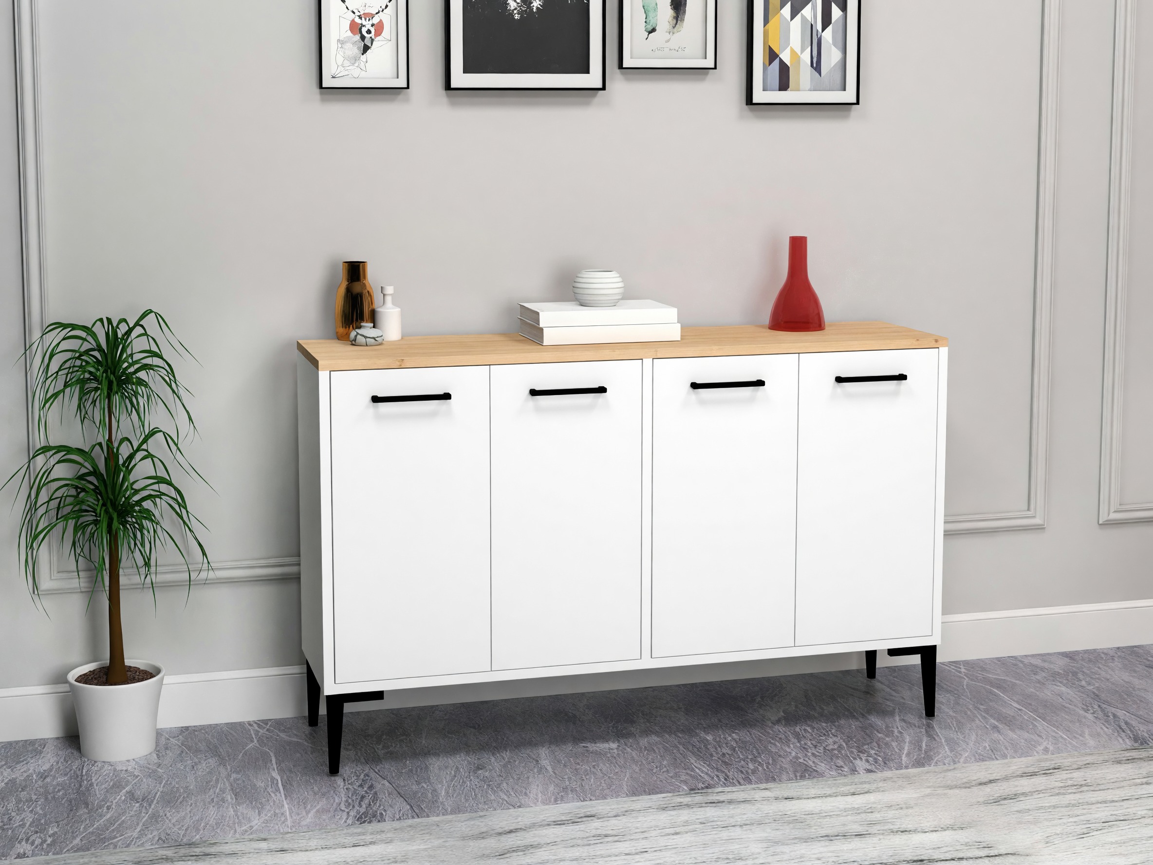 Aparador Kailua 2832 (Blanco + Roble)