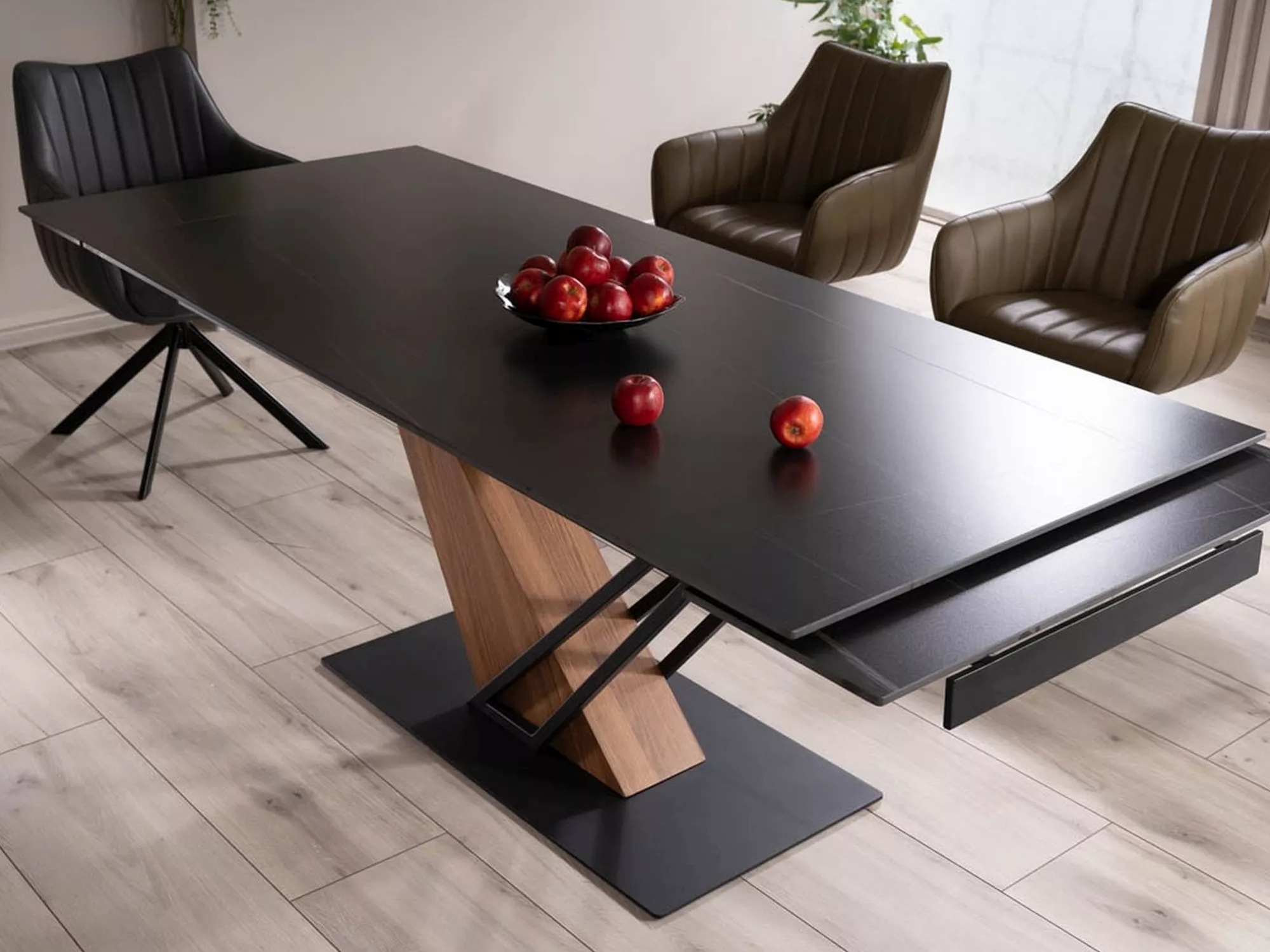 Mesa Detroit 996 (Mármol negro + Roble)