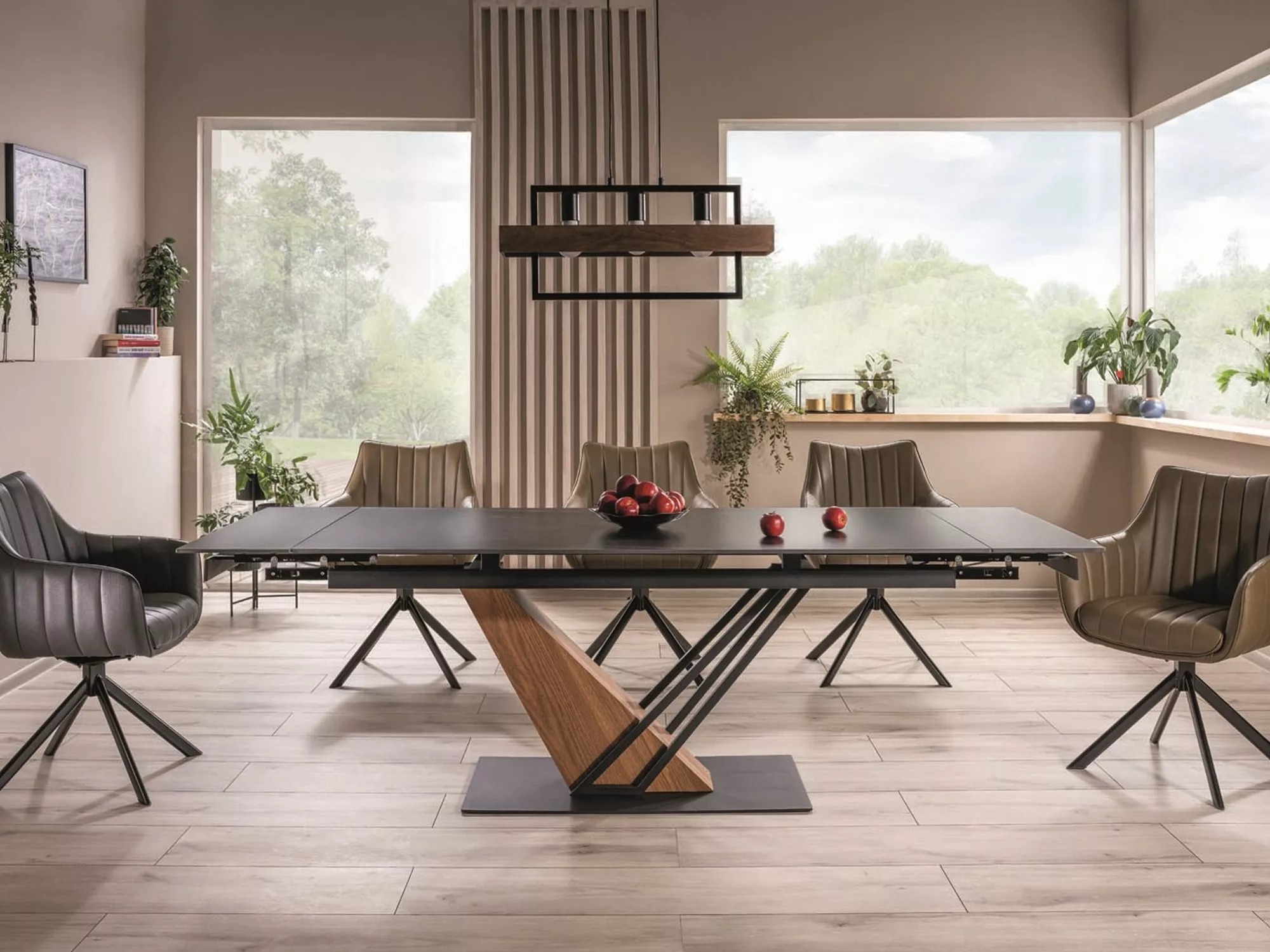 Mesa Detroit 996 (Mármol negro + Roble)