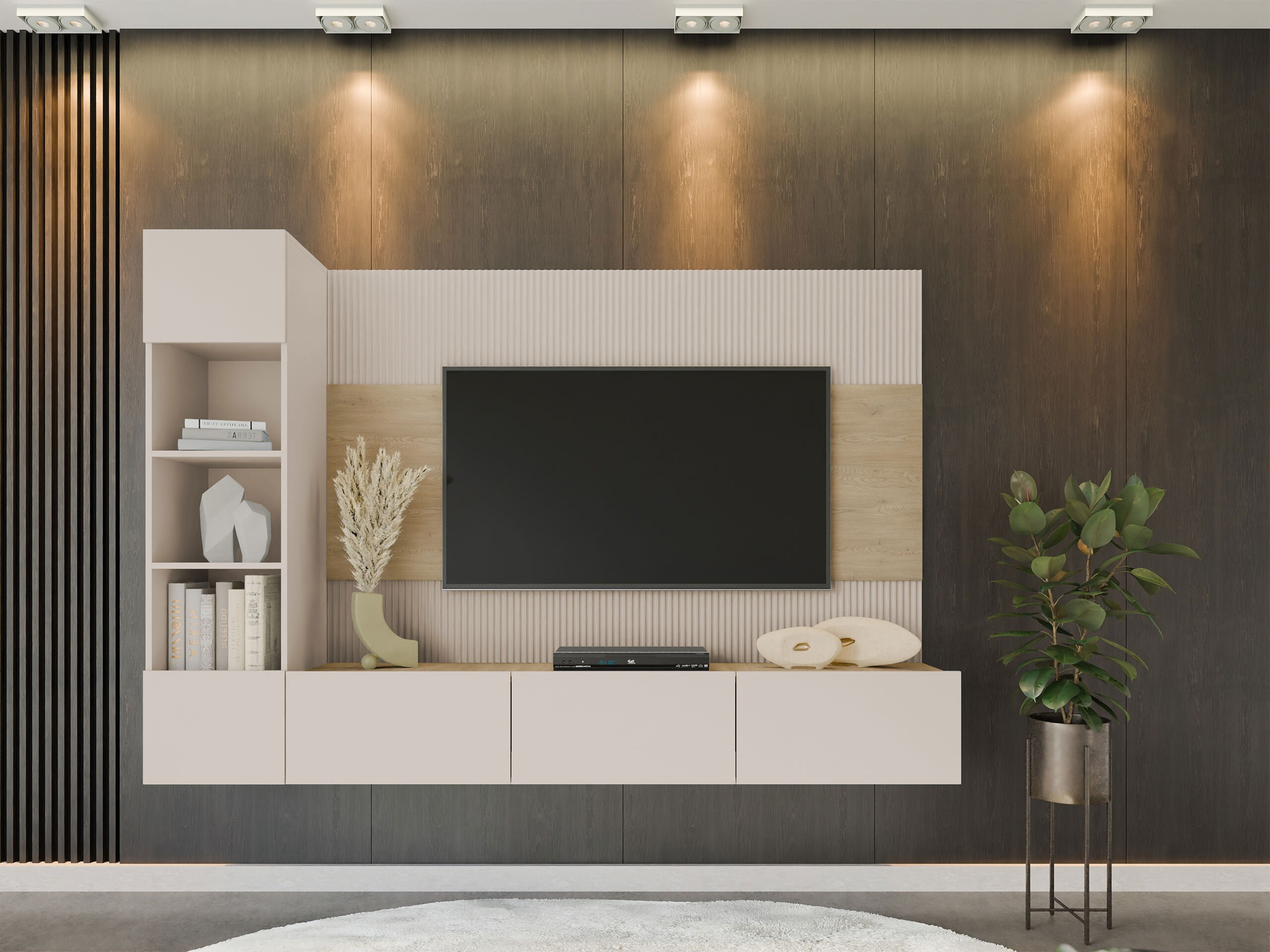 Conjunto de salón Comfivo Salix II (Beige + Roble)