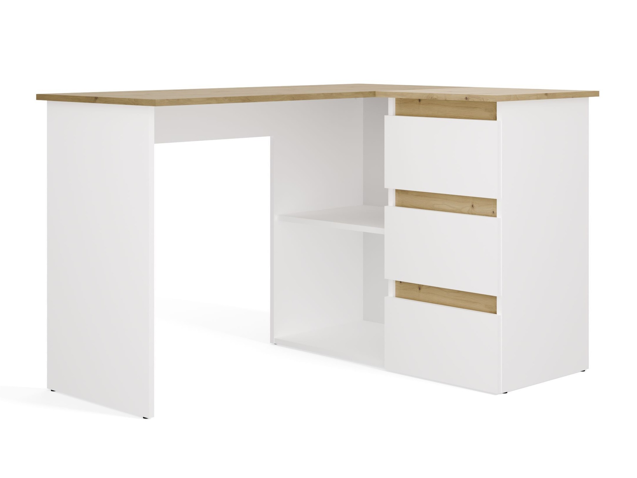 Escritorio esquinero Mandeville 365 (Roble Artisan + Blanco)