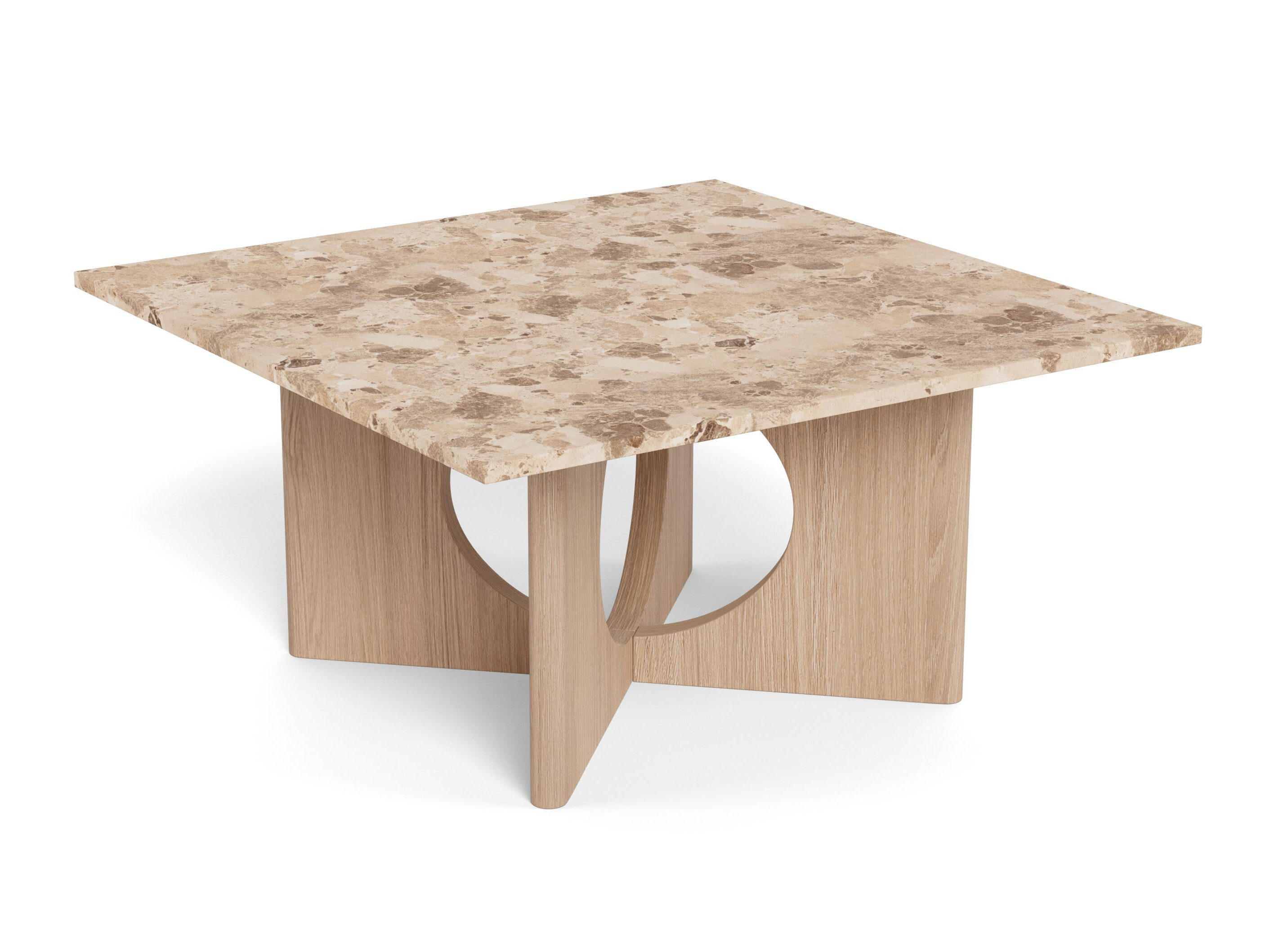 Mesa de centro Norsica 1098 (Roble claro + Mármol marrón)