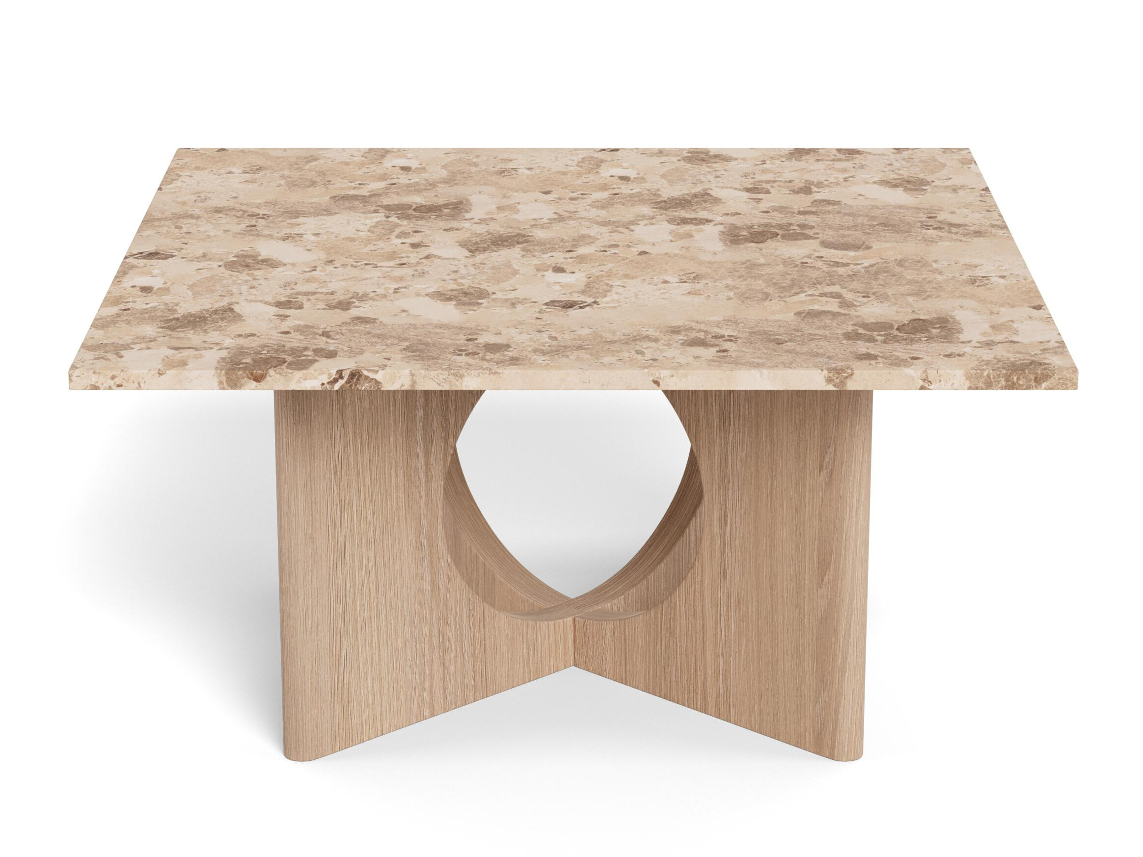 Mesa de centro Norsica 1098 (Roble claro + Mármol marrón)