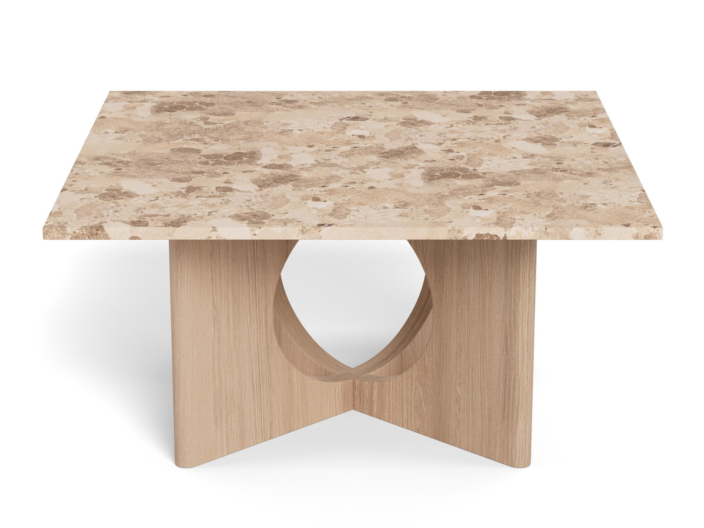 Mesa de centro Norsica 1098 (Roble claro + Mármol marrón)