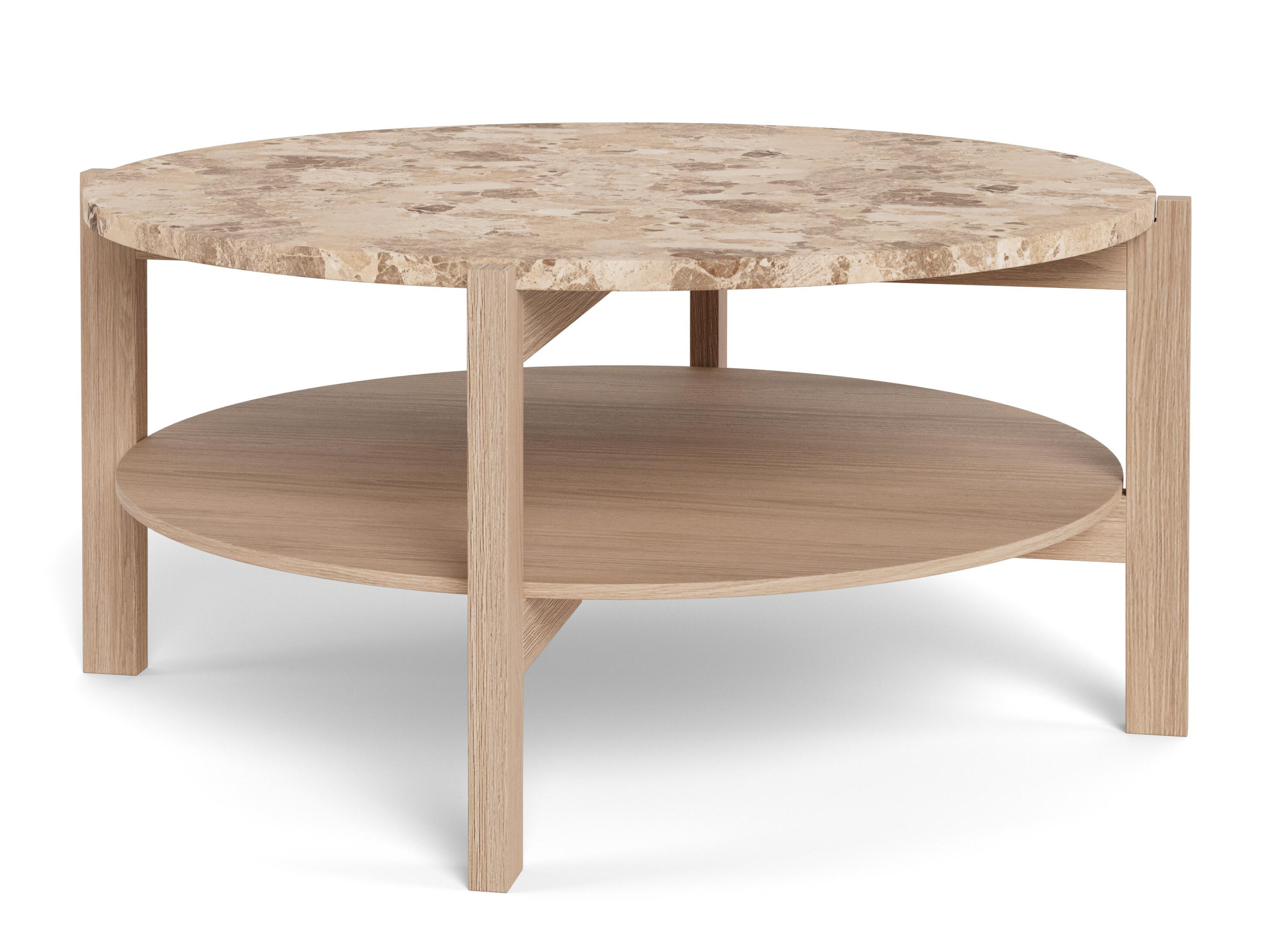 Mesa de centro Norsica 1099 (Roble claro + Mármol marrón)