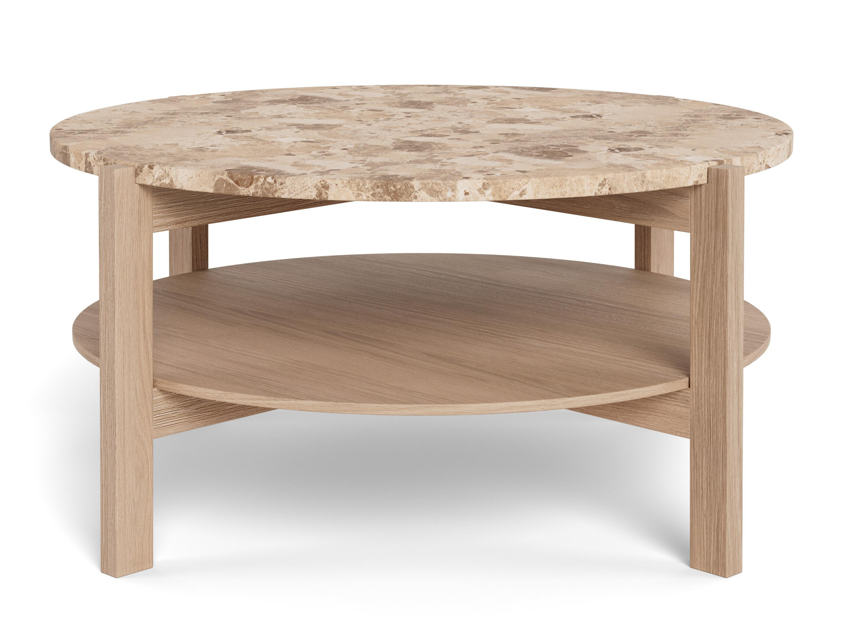 Mesa de centro Norsica 1099 (Roble claro + Mármol marrón)