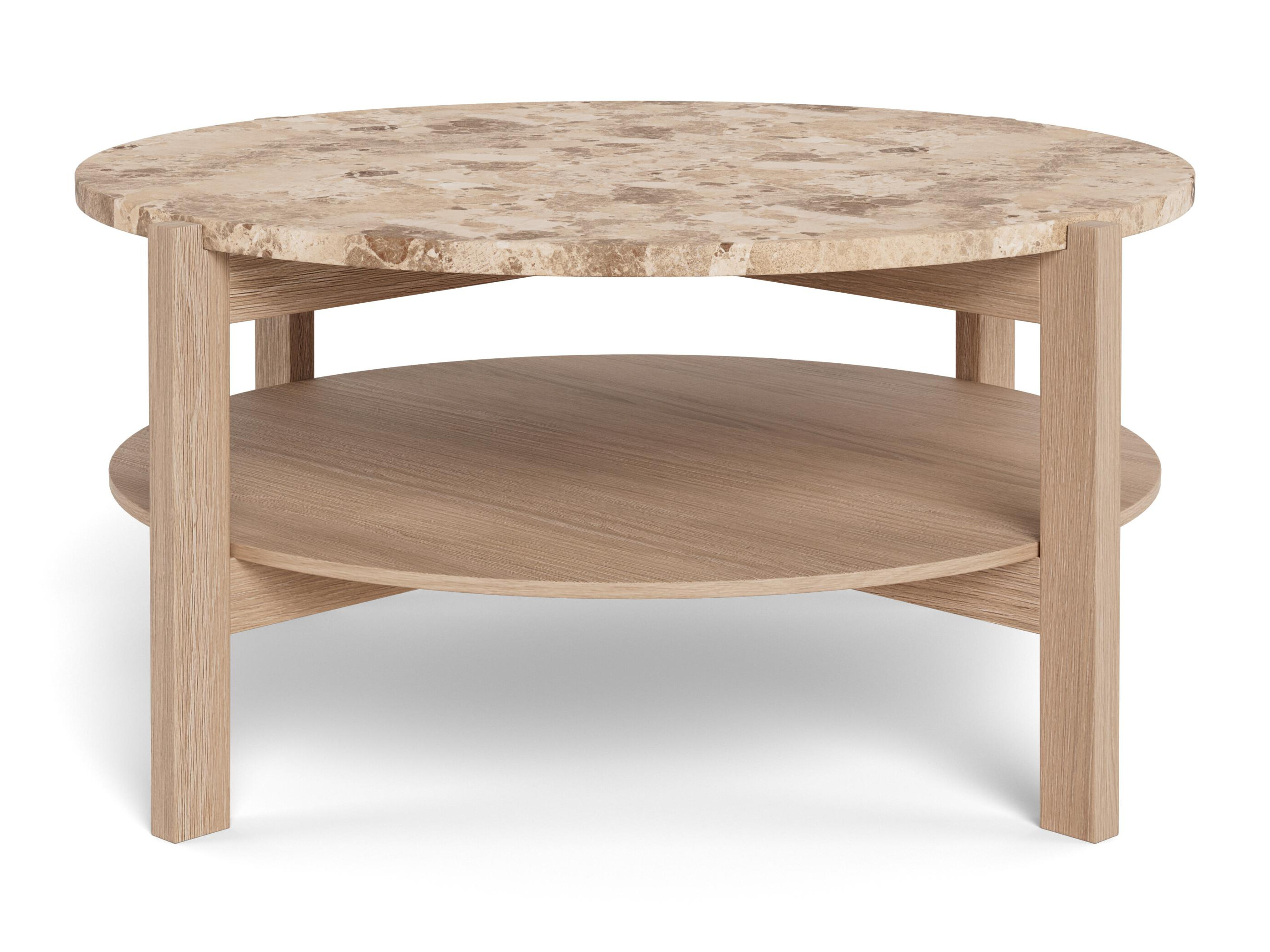 Mesa de centro Norsica 1099 (Roble claro + Mármol marrón)