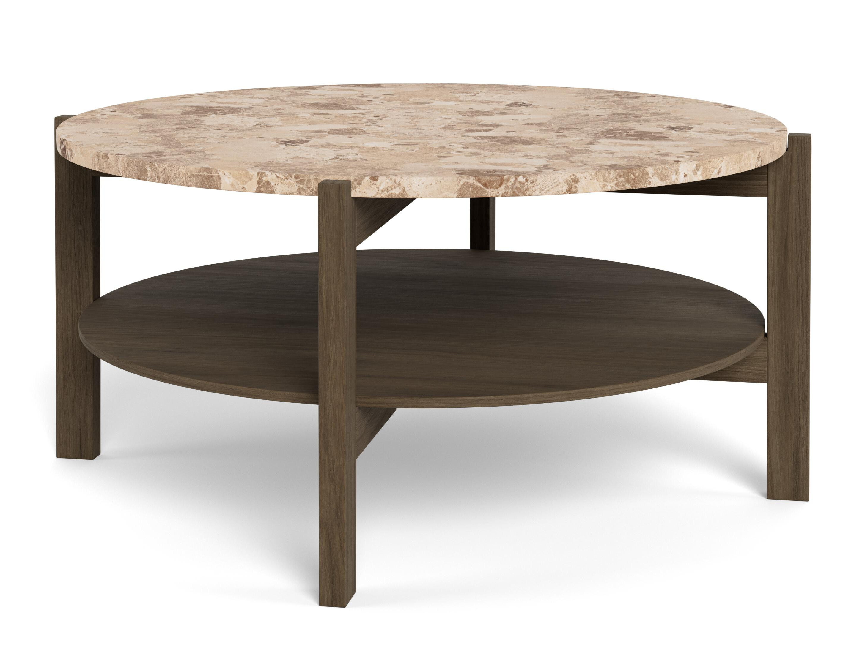 Mesa de centro Norsica 1099 (Roble oscuro + Mármol marrón)