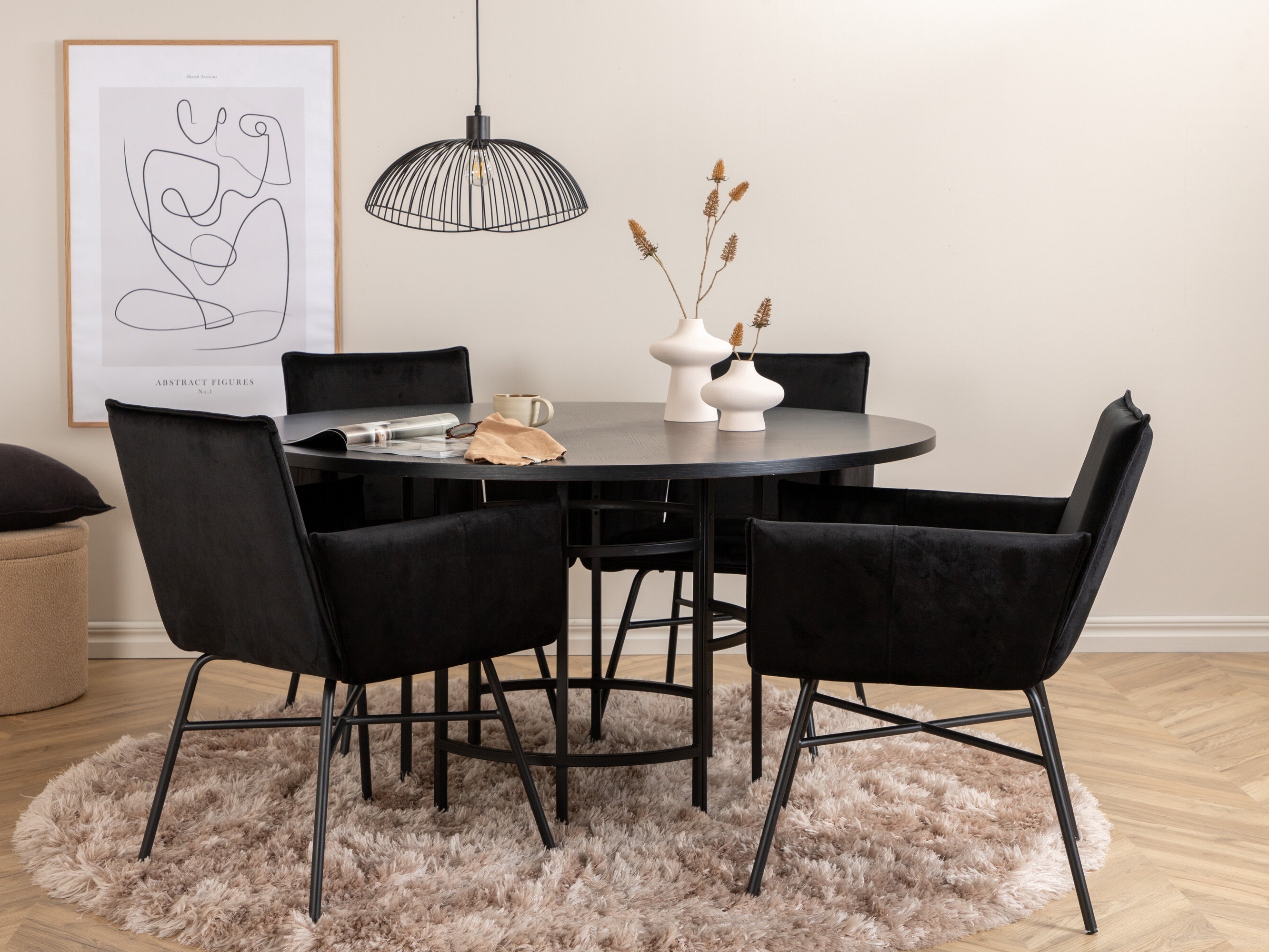 Conjunto de mesas y sillas para comedor Dallas 2337 (Negro)