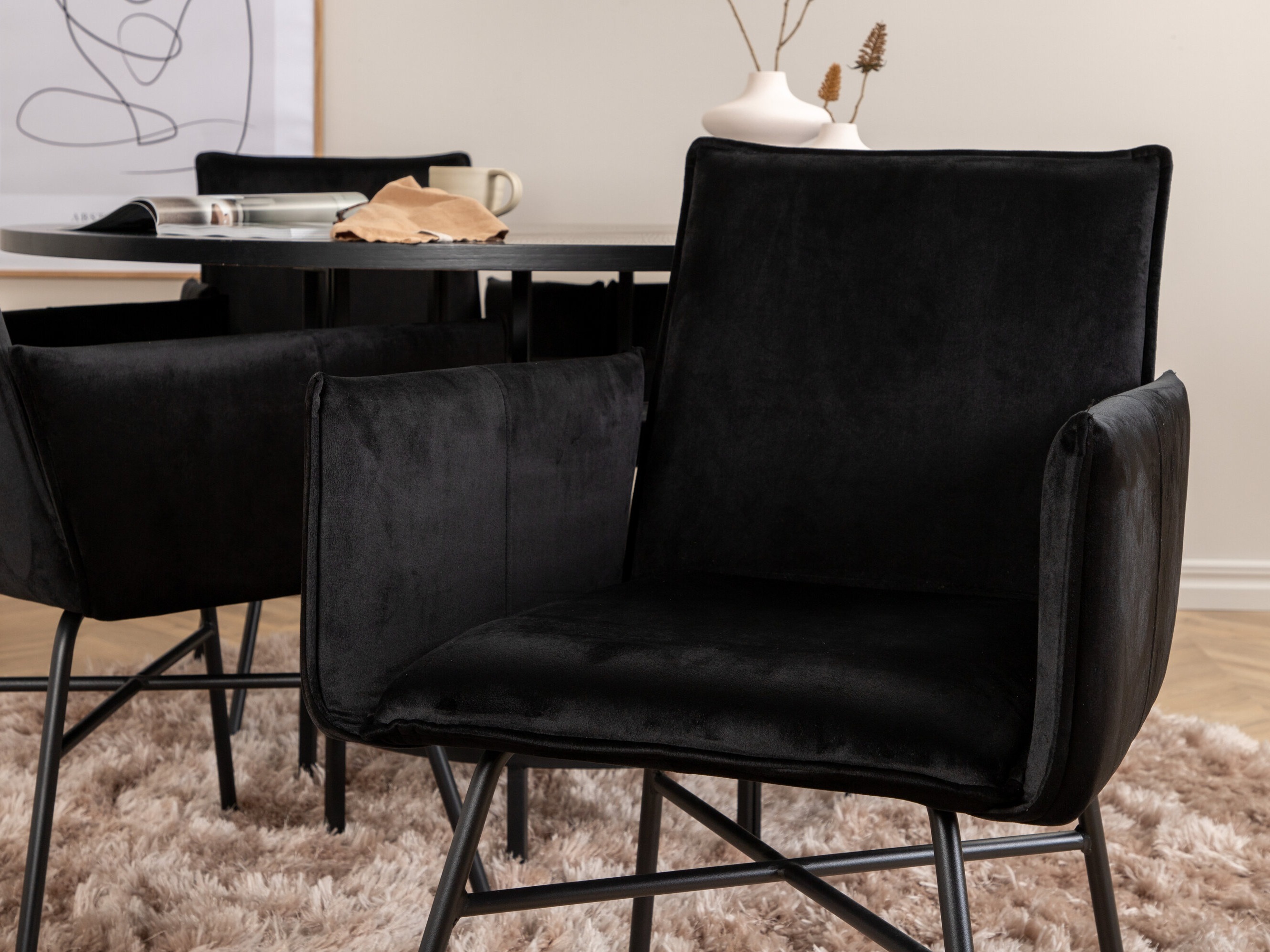 Conjunto de mesas y sillas para comedor Dallas 2337 (Negro)