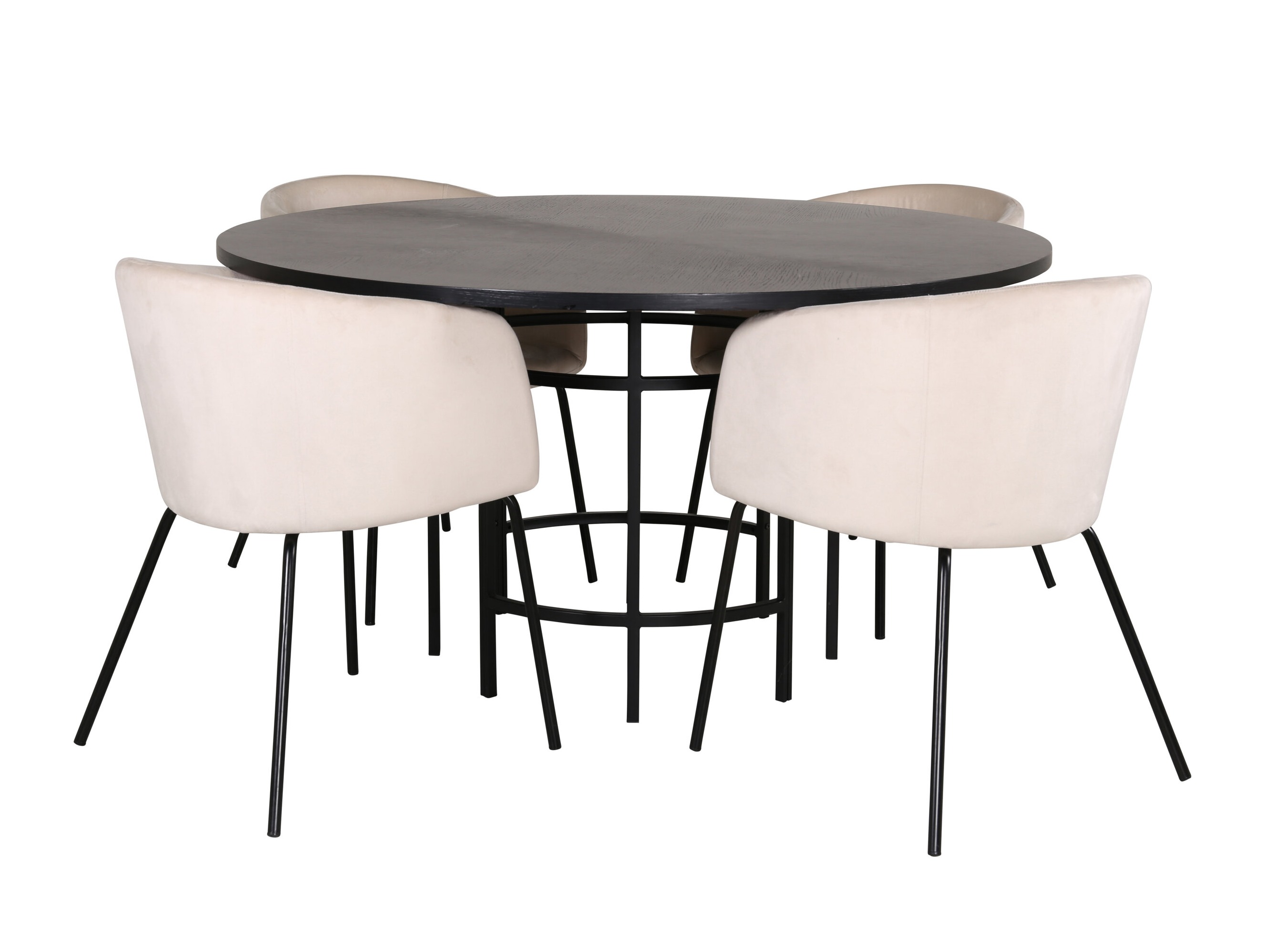 Conjunto de mesas y sillas para comedor Dallas 2381 (Negro + Crema)
