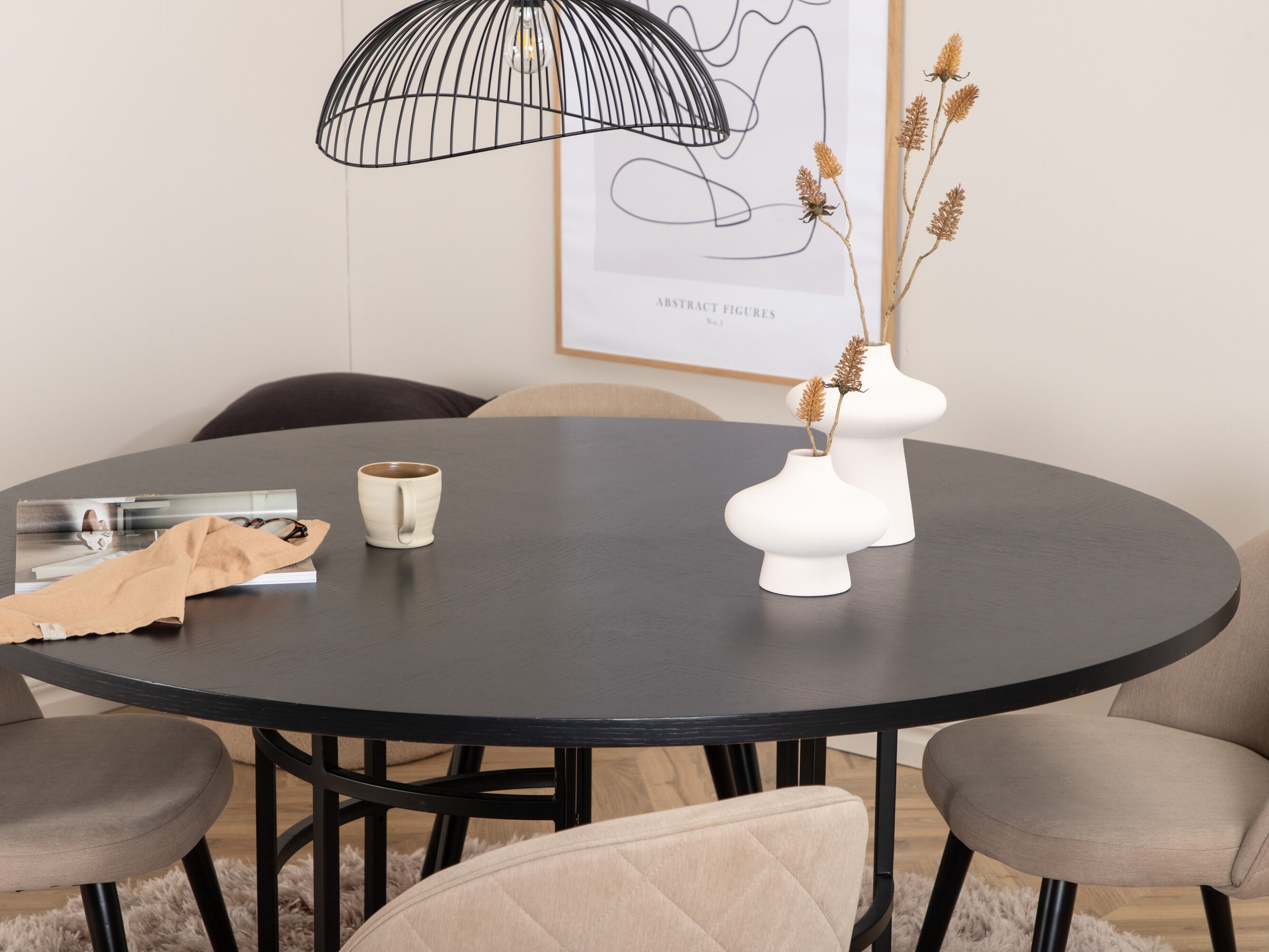 Conjunto de mesas y sillas para comedor Dallas 2386 (Negro + Beige)