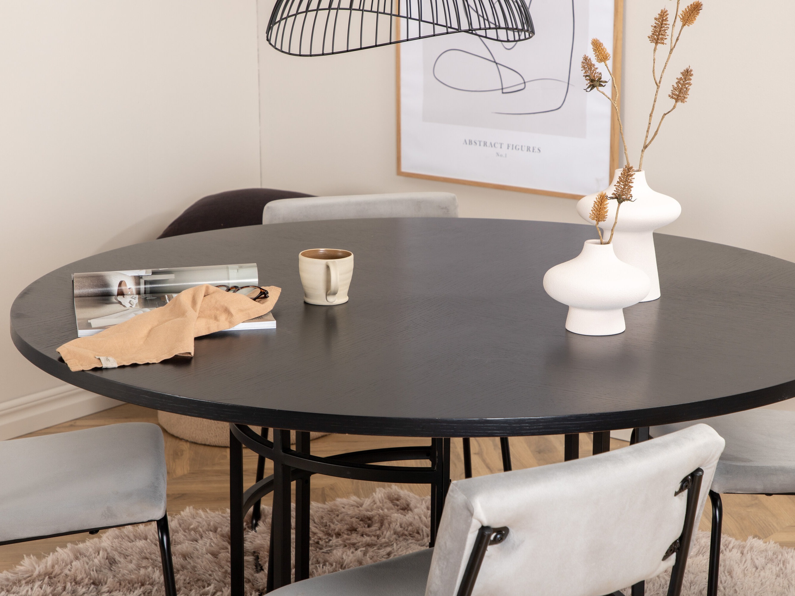 Conjunto de mesas y sillas para comedor Dallas 2393 (Negro + Gris)