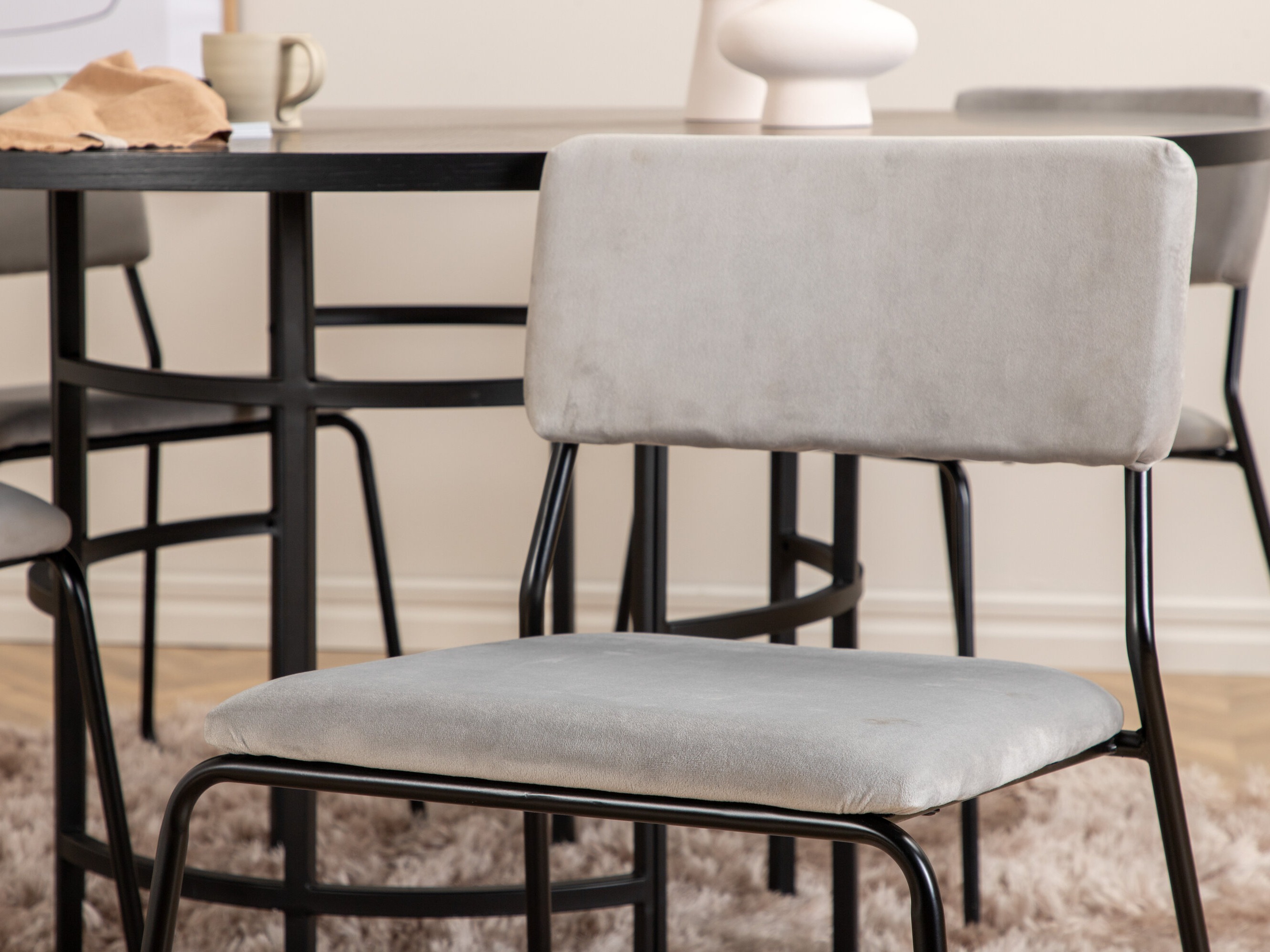 Conjunto de mesas y sillas para comedor Dallas 2393 (Negro + Gris)