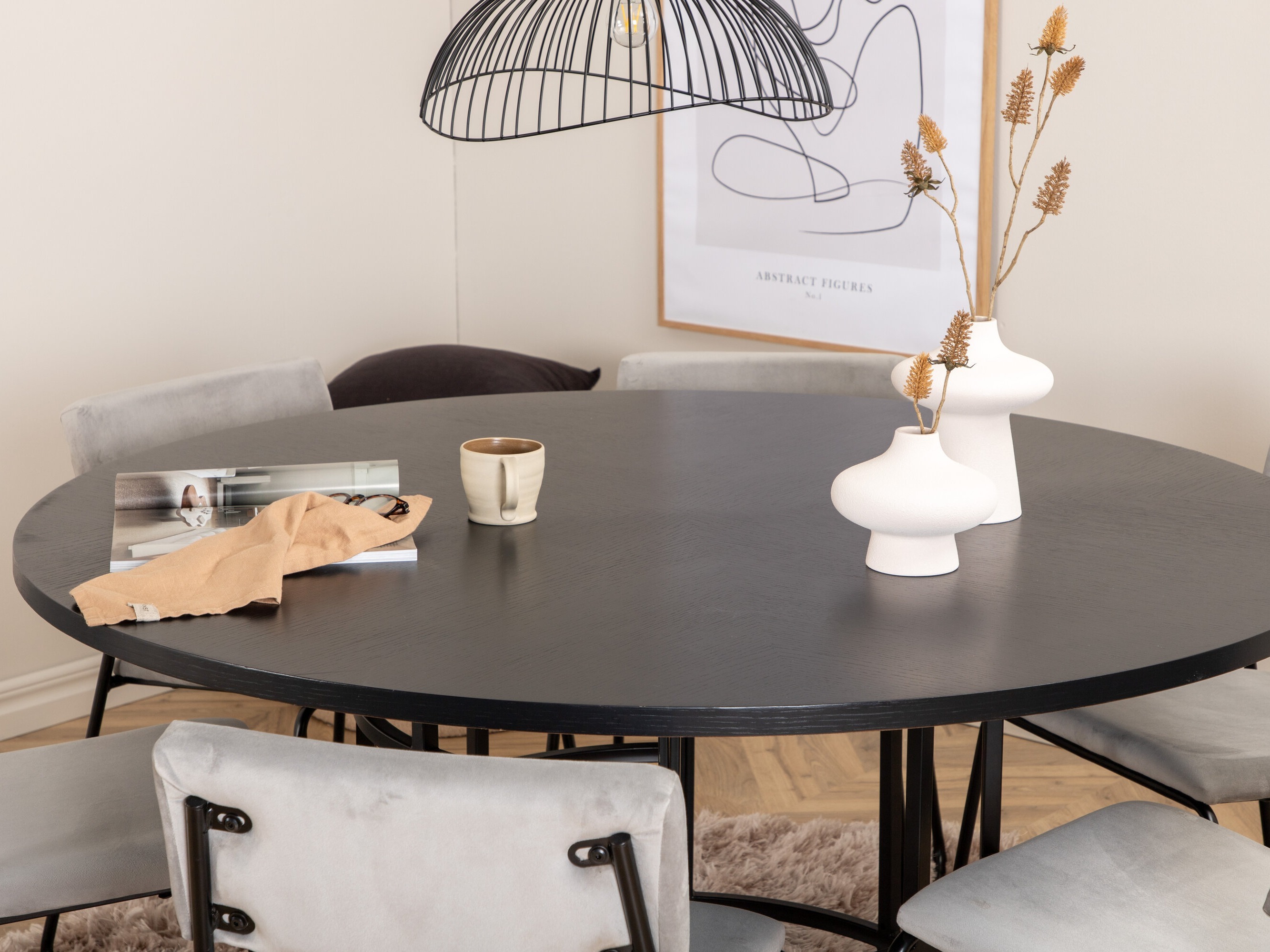 Conjunto de mesas y sillas para comedor Dallas 2399 (Negro + Gris)