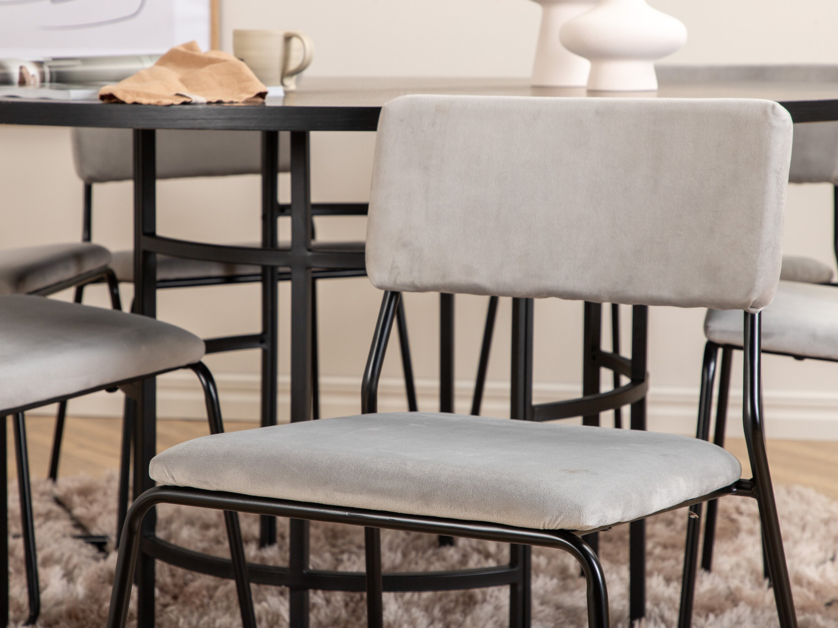 Conjunto de mesas y sillas para comedor Dallas 2399 (Negro + Gris)